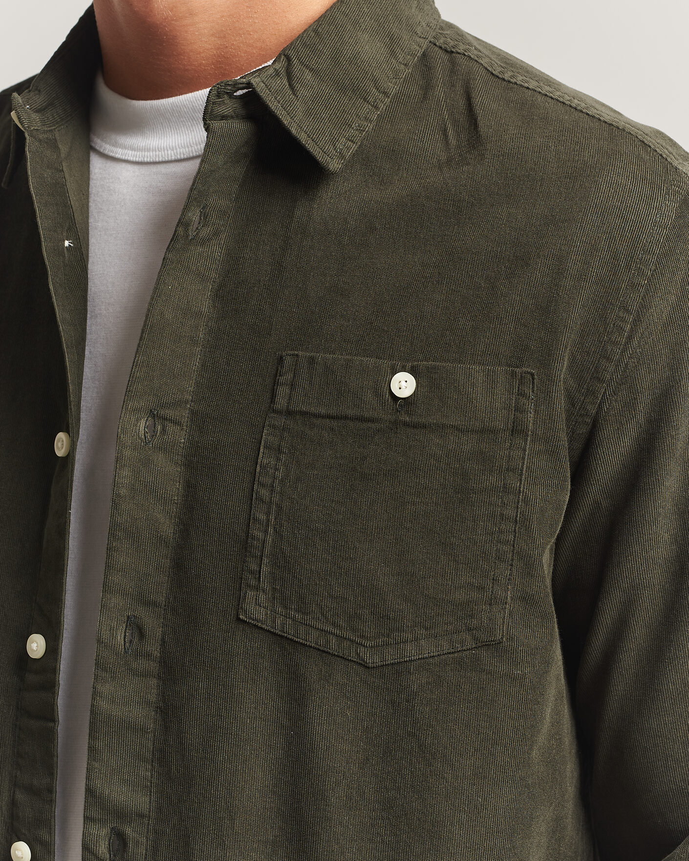 Heren | Overhemden | KnowledgeCotton Apparel | Regular Fit Cord Shirt Forest Night