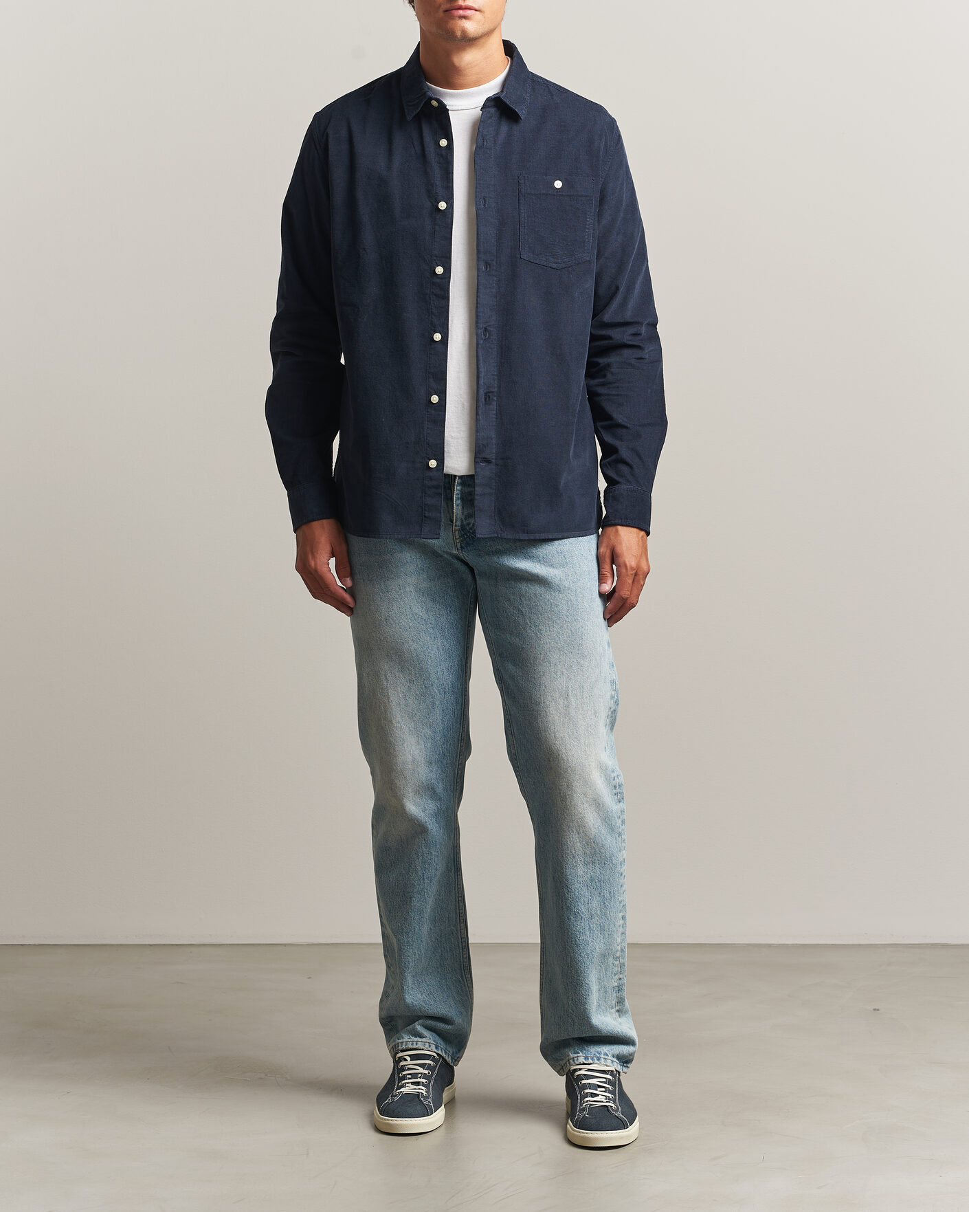 Heren | Overhemden | KnowledgeCotton Apparel | Regular Fit Cord Shirt Night Sky