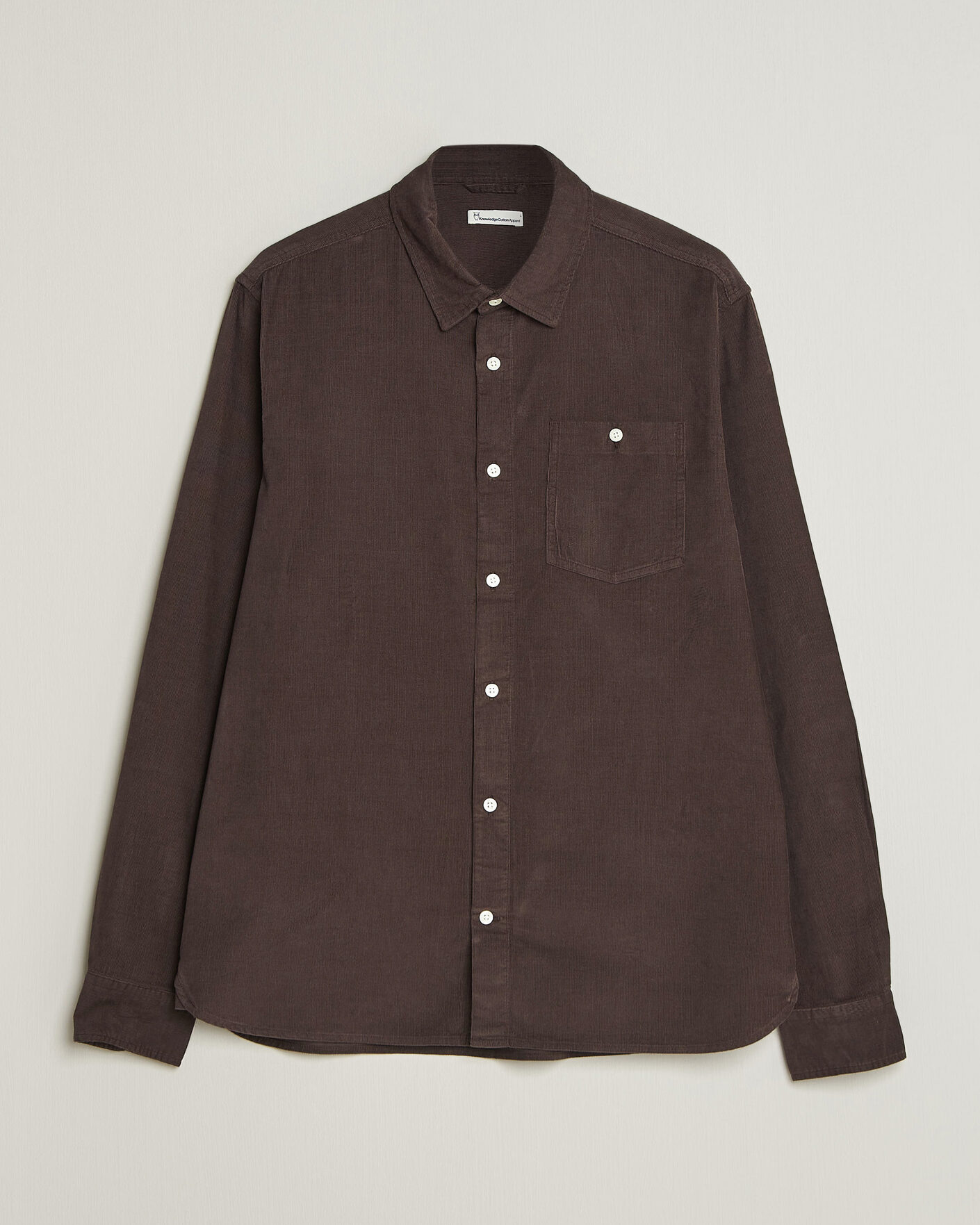 Heren | Overhemden | KnowledgeCotton Apparel | Regular Fit Cord Shirt Chocolate