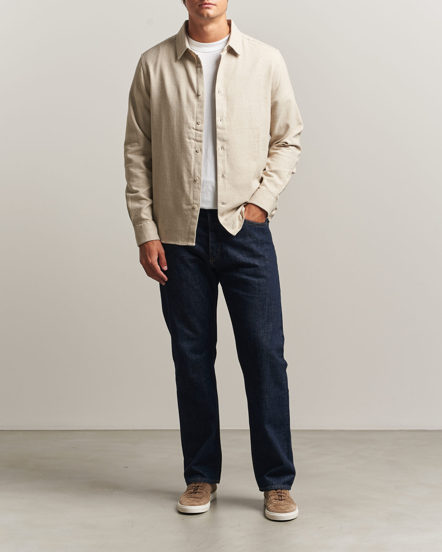 Heren | Overhemden | KnowledgeCotton Apparel | Regular Fit Melange Flannel Shirt Feather Grey