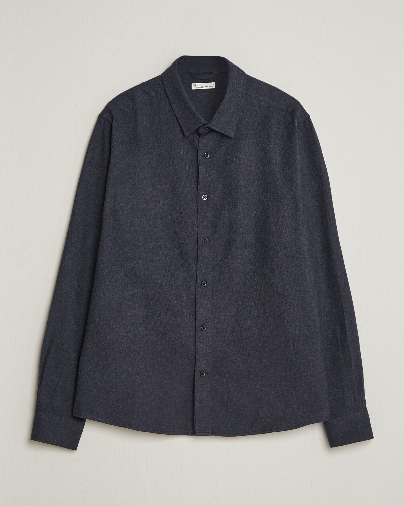 Heren | Overhemden | KnowledgeCotton Apparel | Regular Fit Melange Flannel Shirt Navy