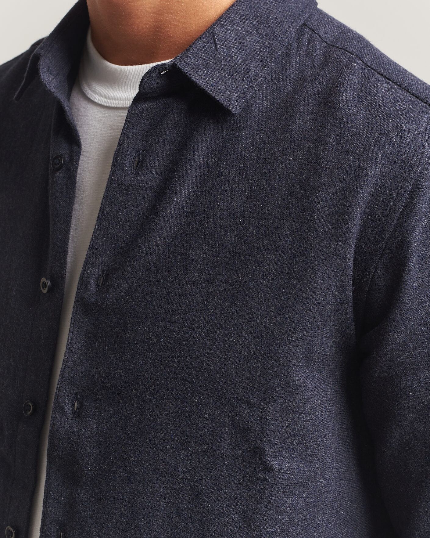 Heren | Overhemden | KnowledgeCotton Apparel | Regular Fit Melange Flannel Shirt Navy