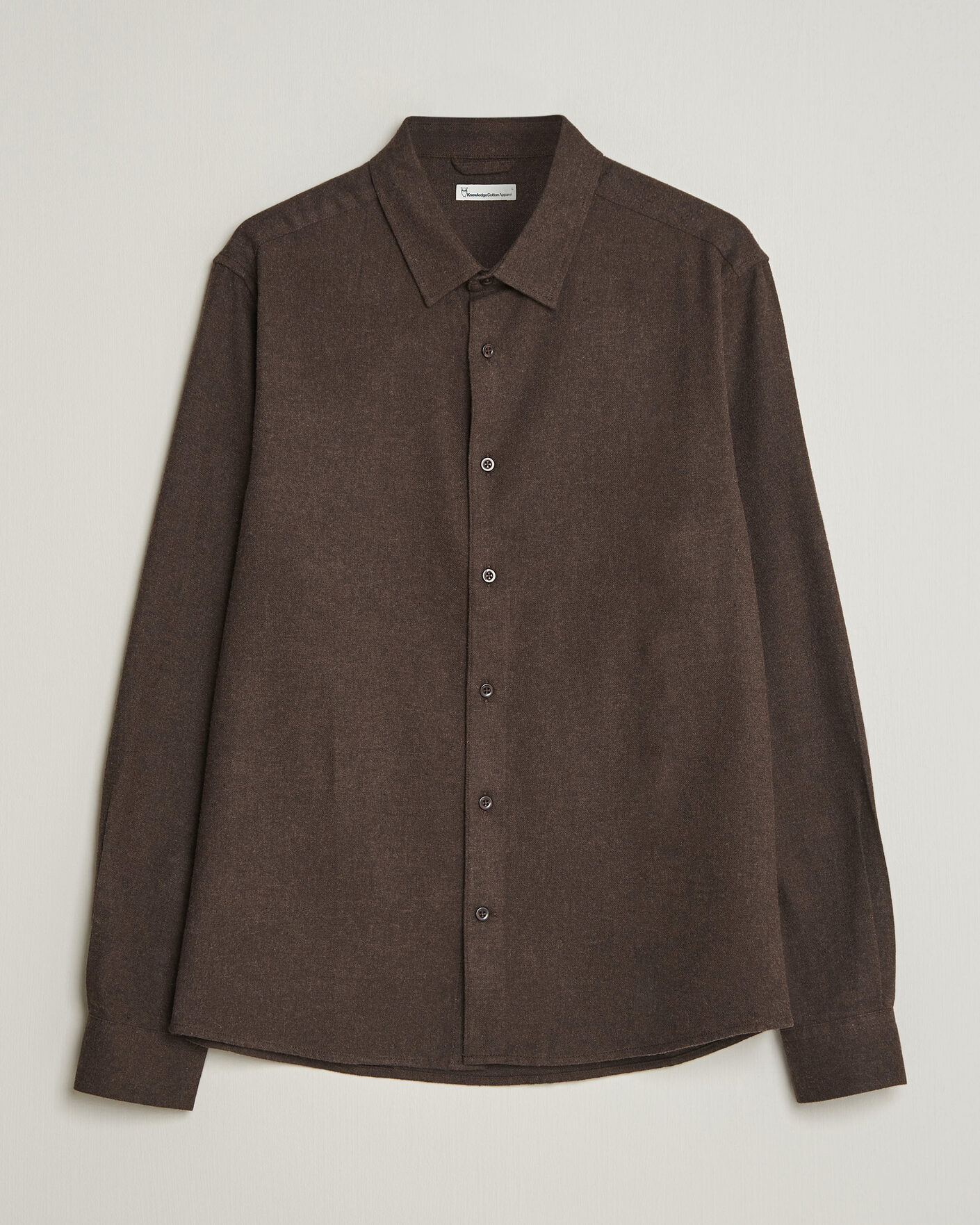Heren | Overhemden | KnowledgeCotton Apparel | Regular Fit Melange Flannel Shirt Chocolate