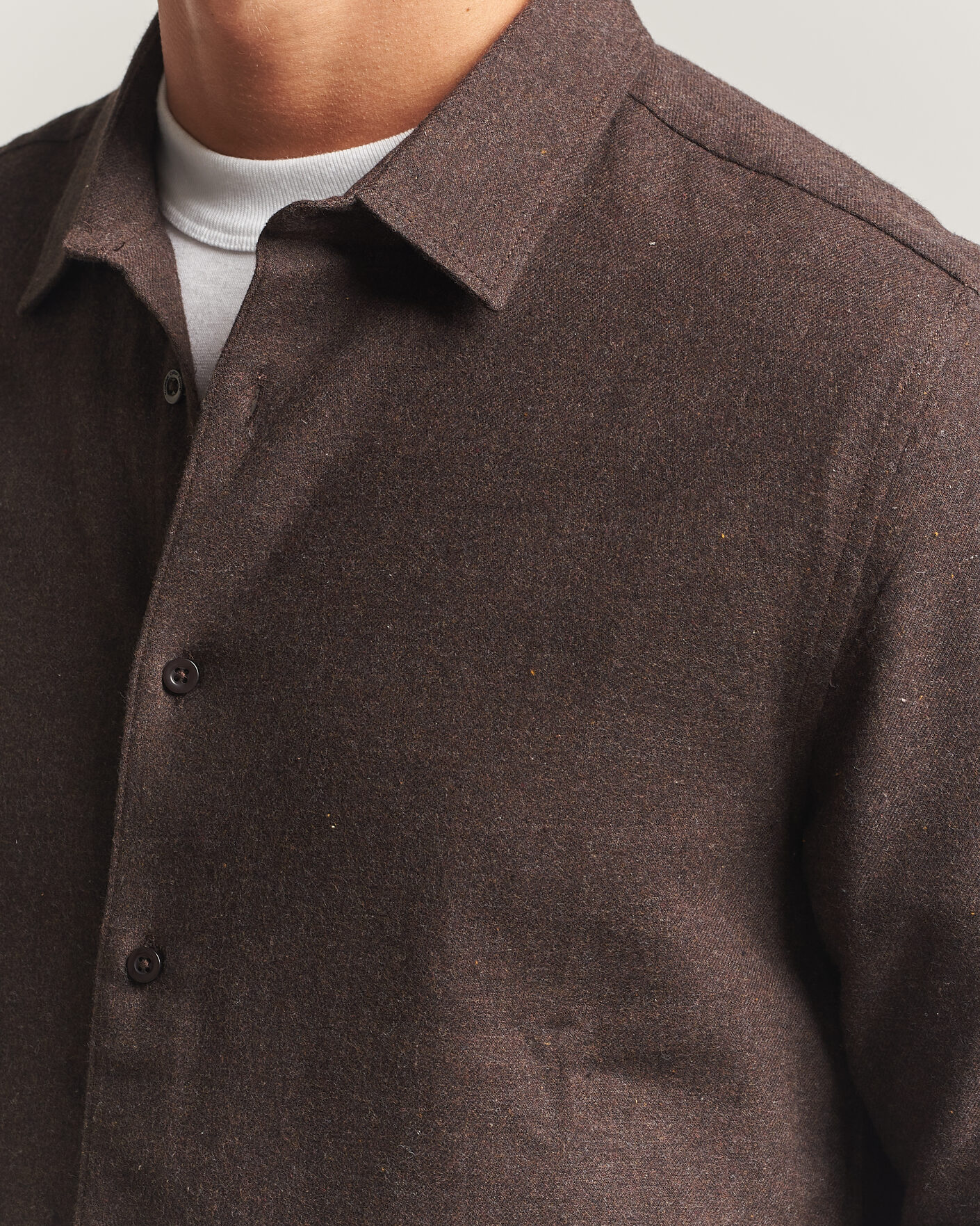 Heren | Overhemden | KnowledgeCotton Apparel | Regular Fit Melange Flannel Shirt Chocolate