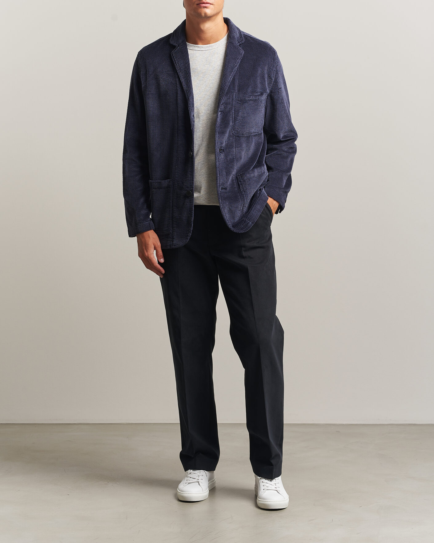 Heren | Blazers | KnowledgeCotton Apparel | Cotton Corduroy Blazer Night Sky