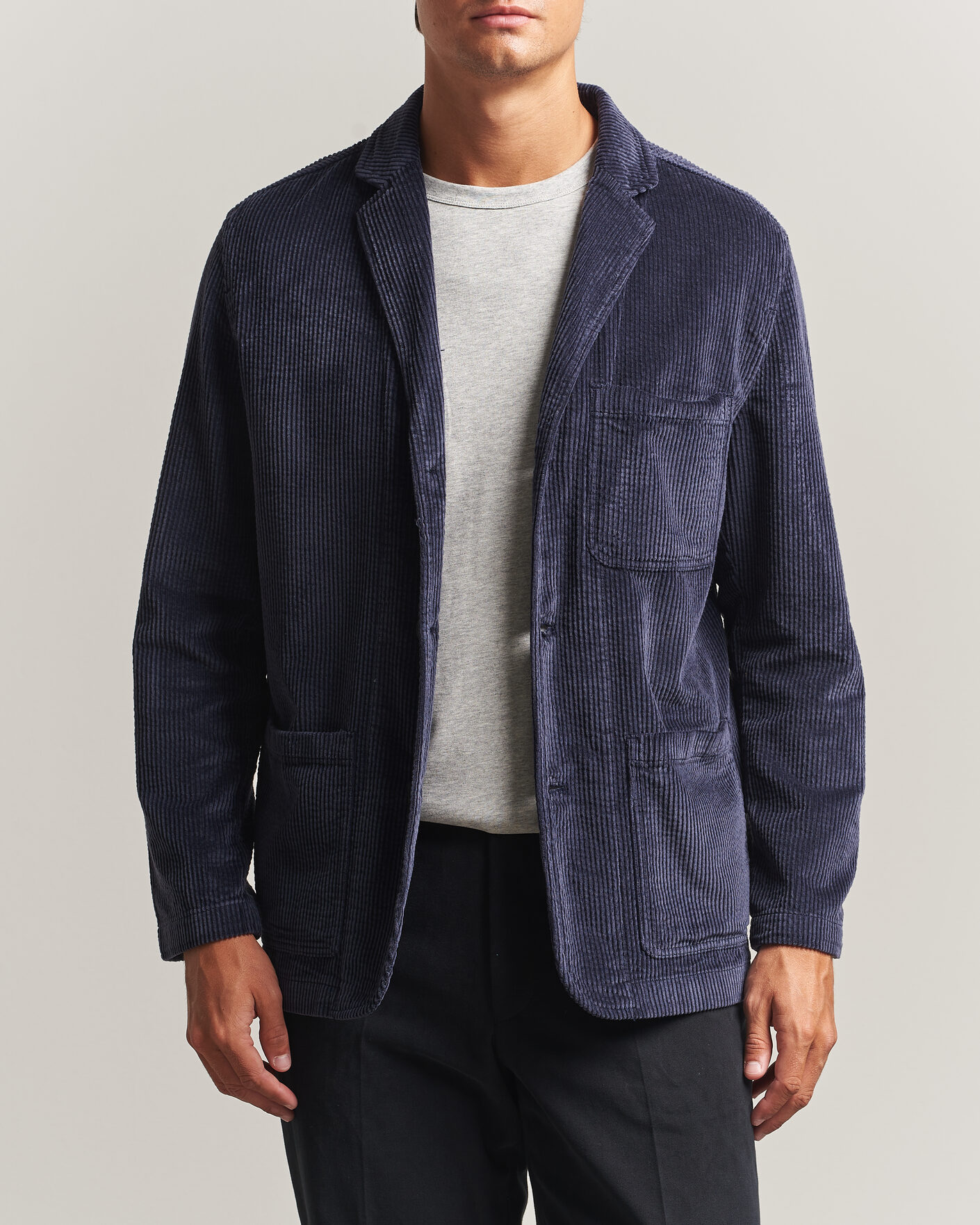 Heren | Blazers | KnowledgeCotton Apparel | Cotton Corduroy Blazer Night Sky