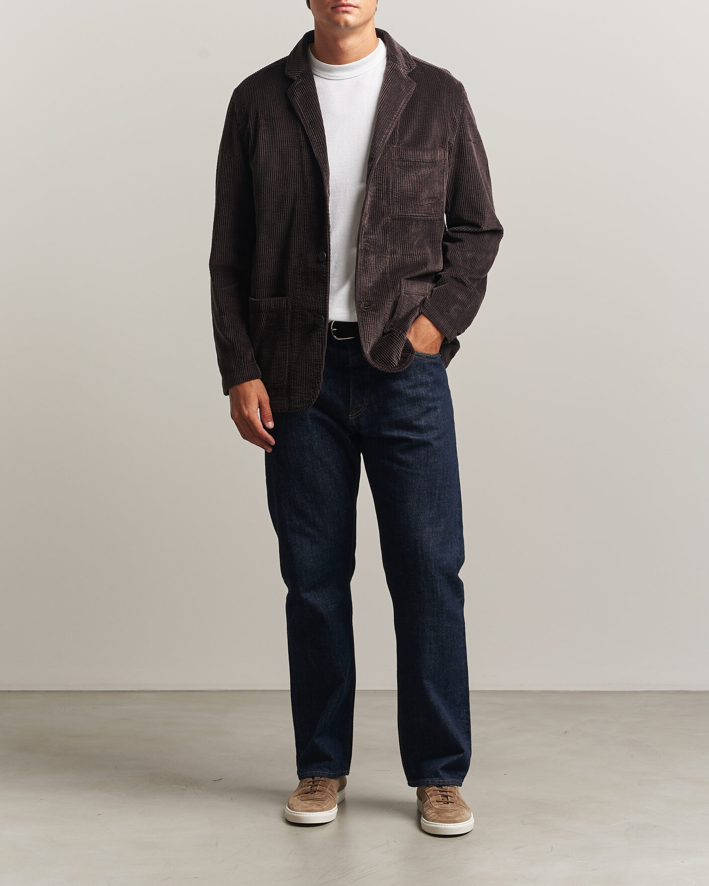 Heren | Blazers | KnowledgeCotton Apparel | Cotton Corduroy Blazer Chocolate