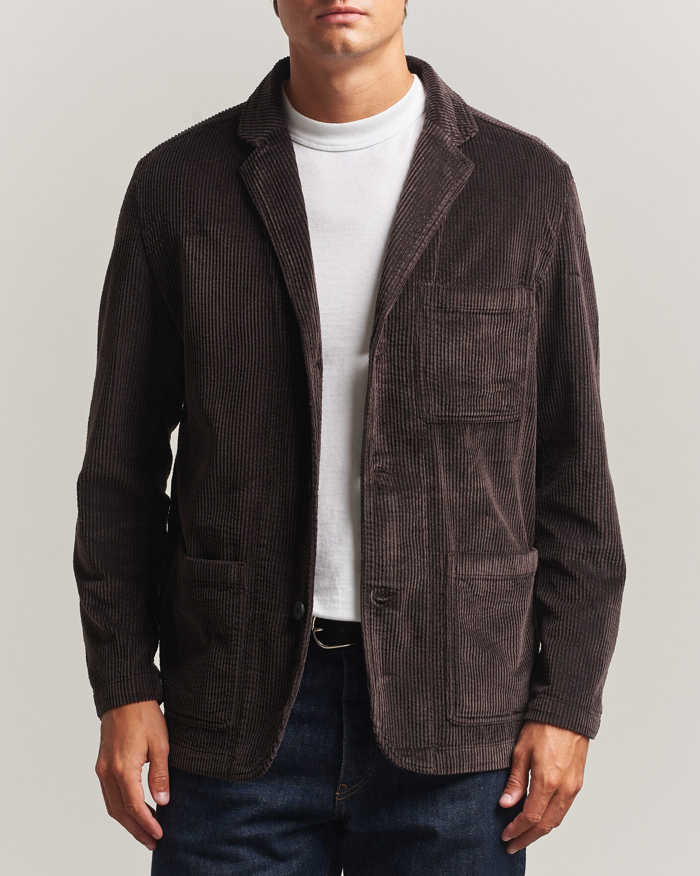 Heren | Blazers | KnowledgeCotton Apparel | Cotton Corduroy Blazer Chocolate