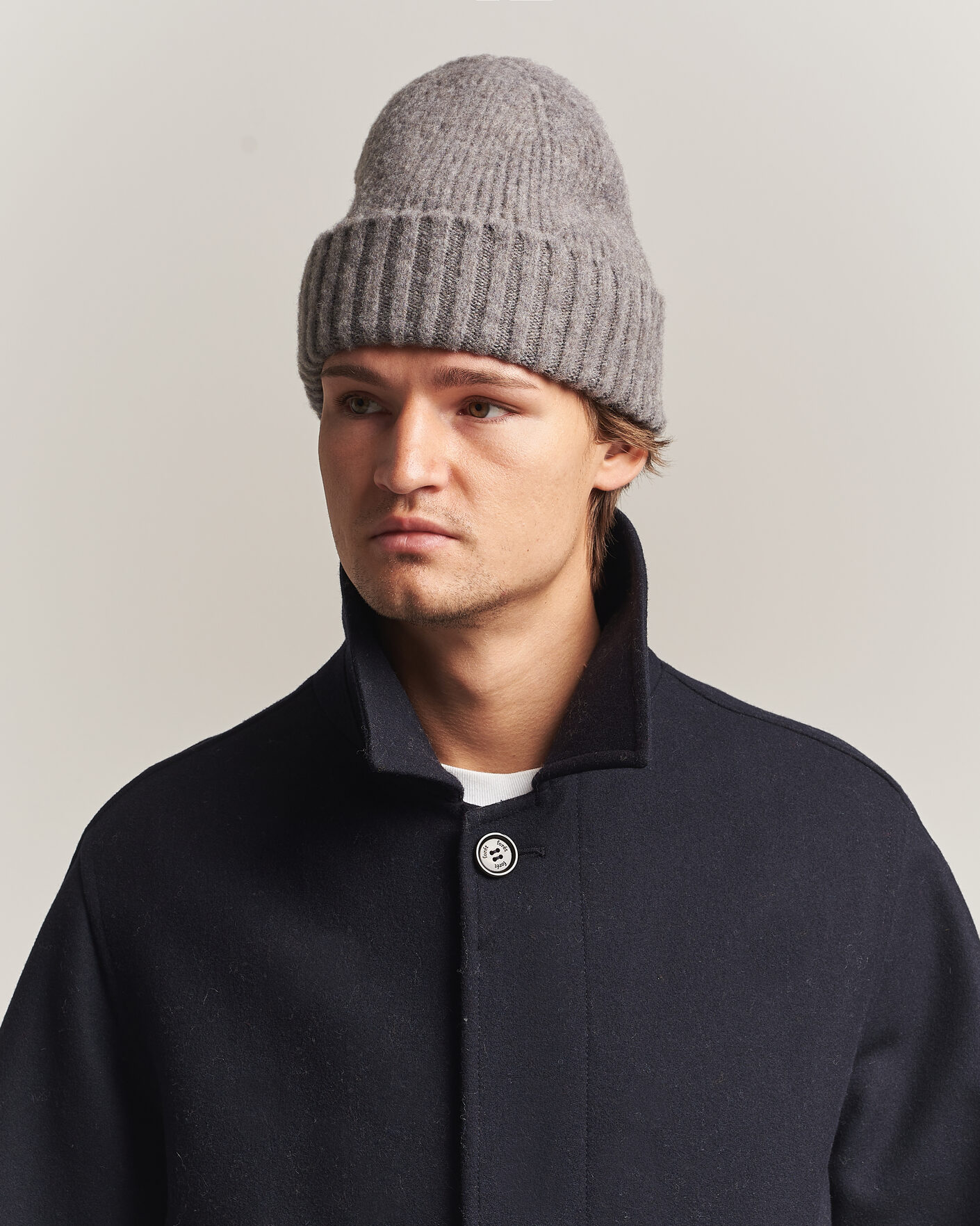 Heren | Mutsen | Robert Mackie | Rona Ribbed Shaggy Lambswool Beanie Light Brown
