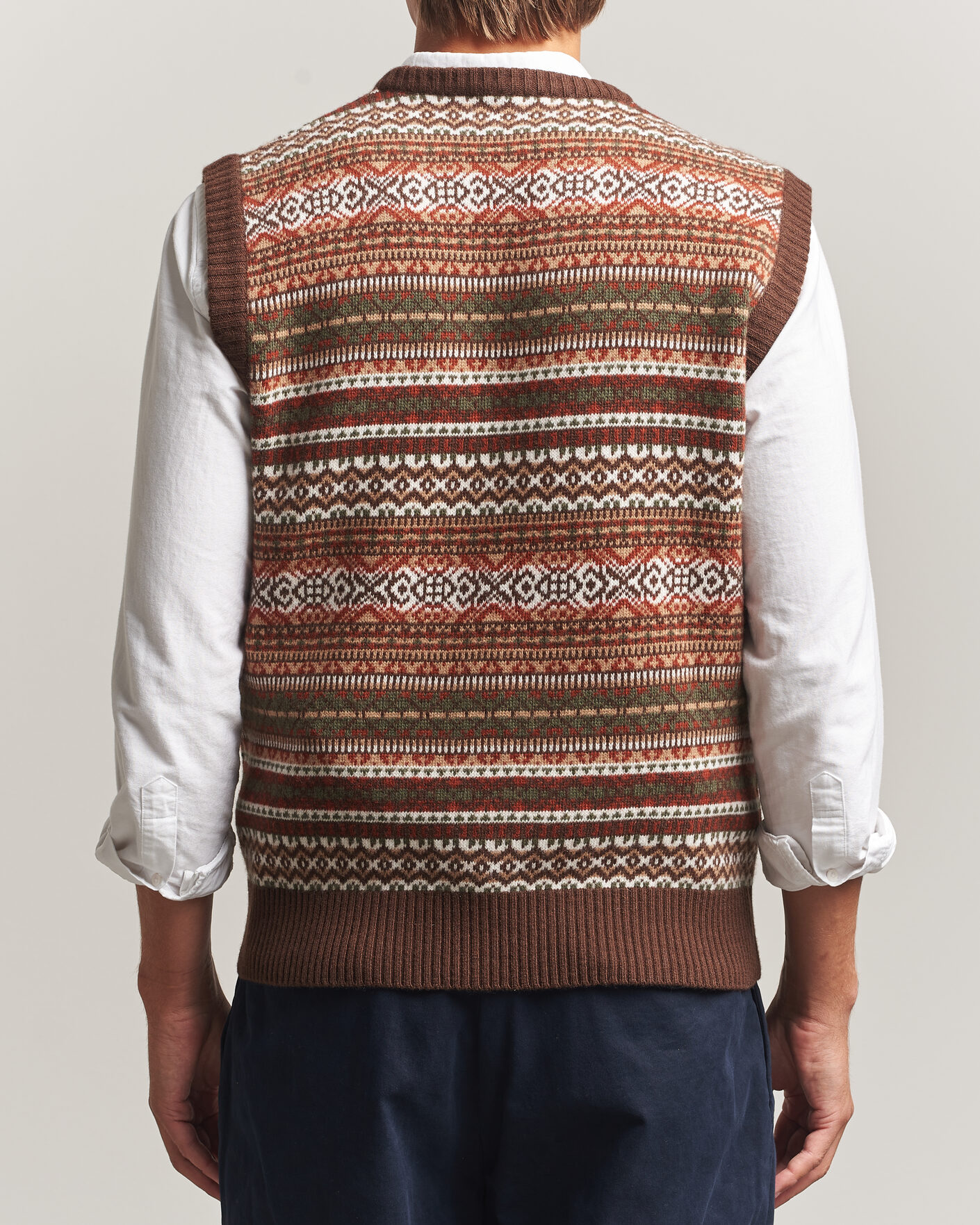 Heren | Truien | Morgano | Wool/Cashmere Fair Isle Knitted Vest Brown