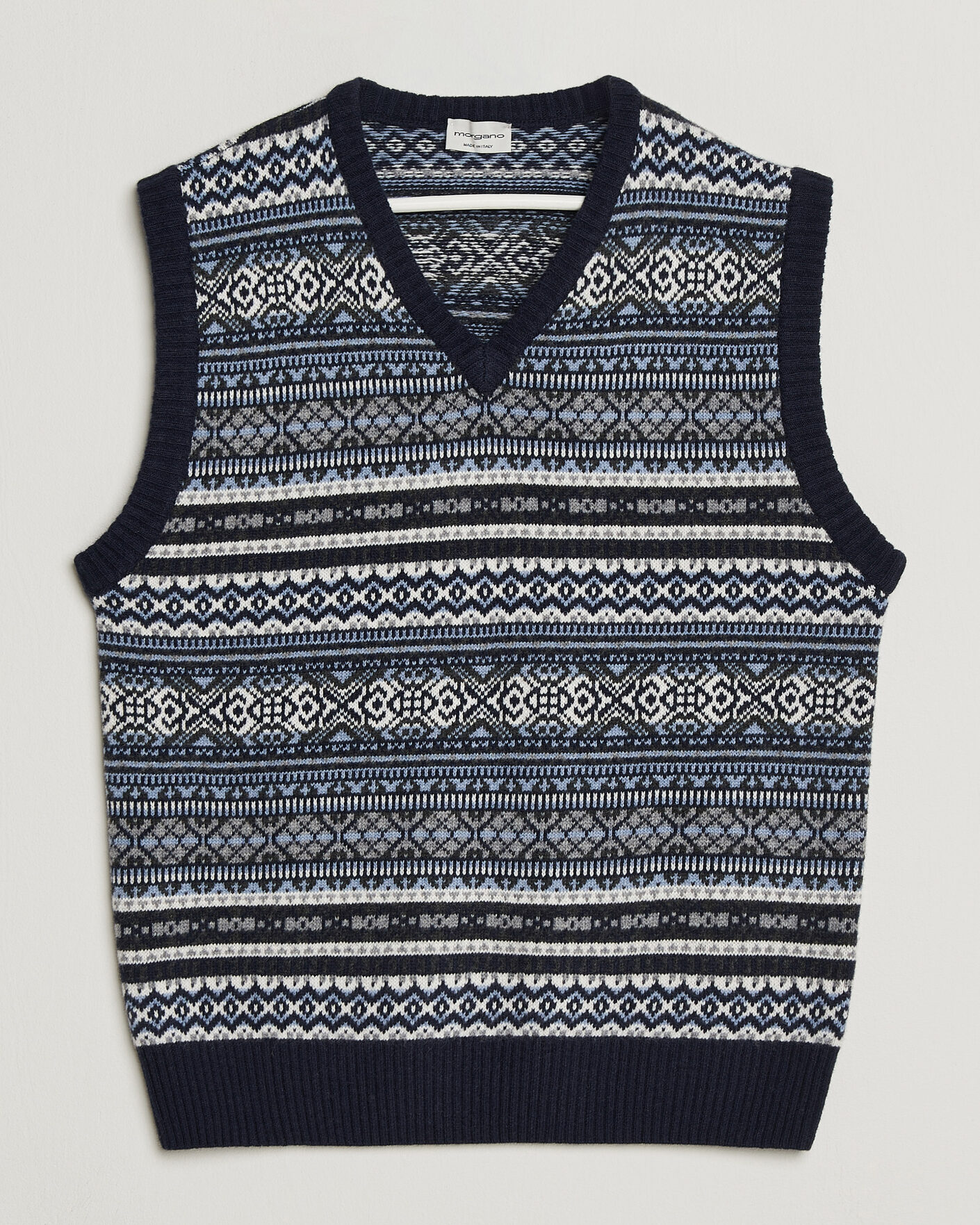 Heren | Truien | Morgano | Wool/Cashmere Fair Isle Knitted Vest Navy