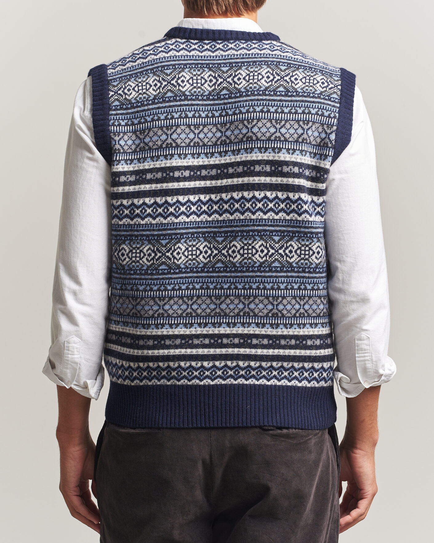 Heren | Truien | Morgano | Wool/Cashmere Fair Isle Knitted Vest Navy