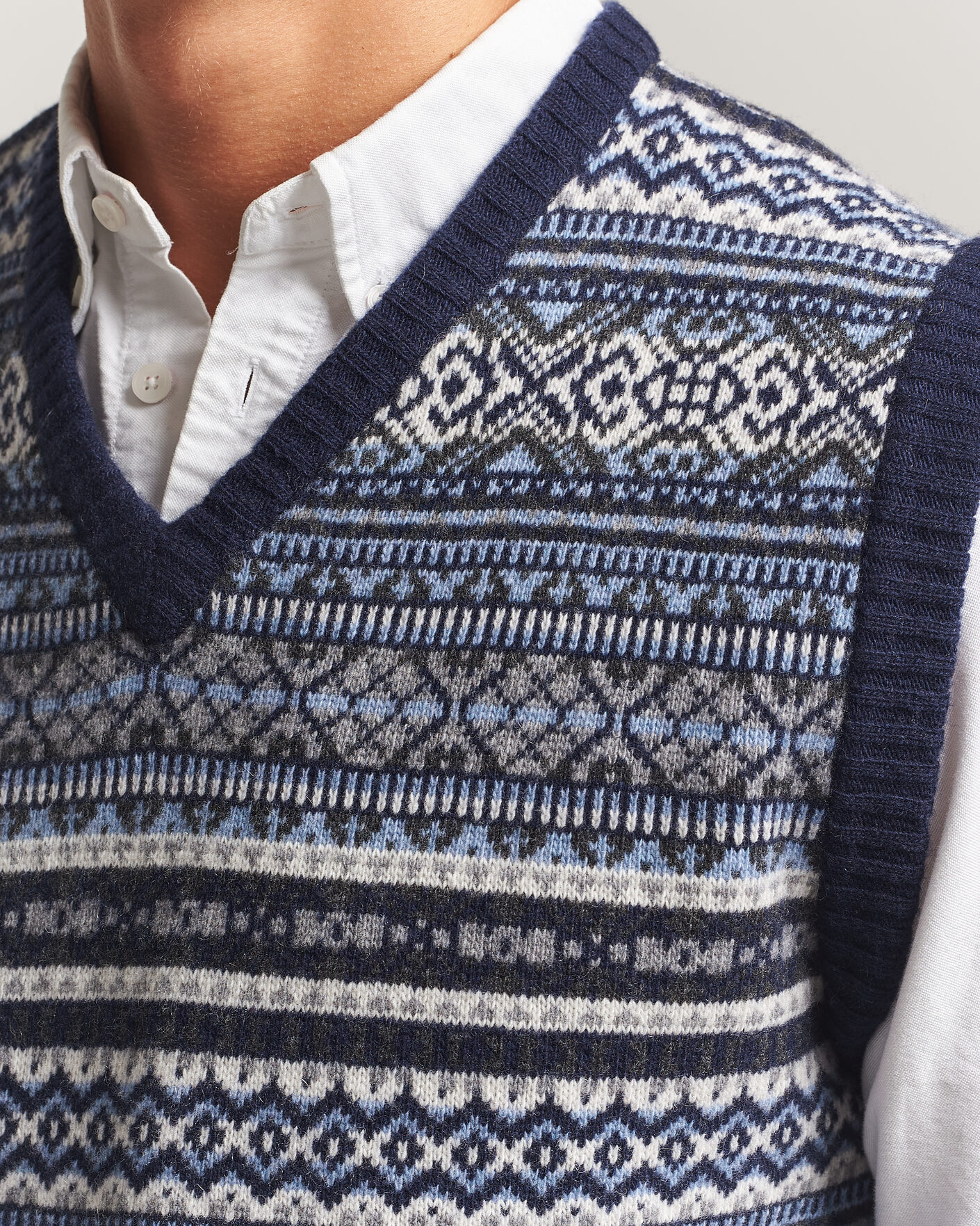Heren | Truien | Morgano | Wool/Cashmere Fair Isle Knitted Vest Navy