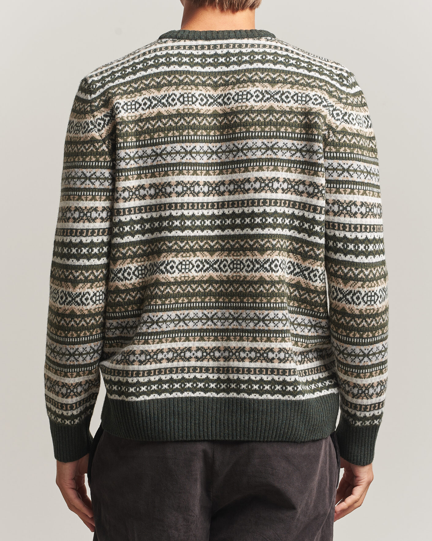 Heren | Truien | Morgano | Wool/Cashmere Fair Isle Knitted Crewneck Green
