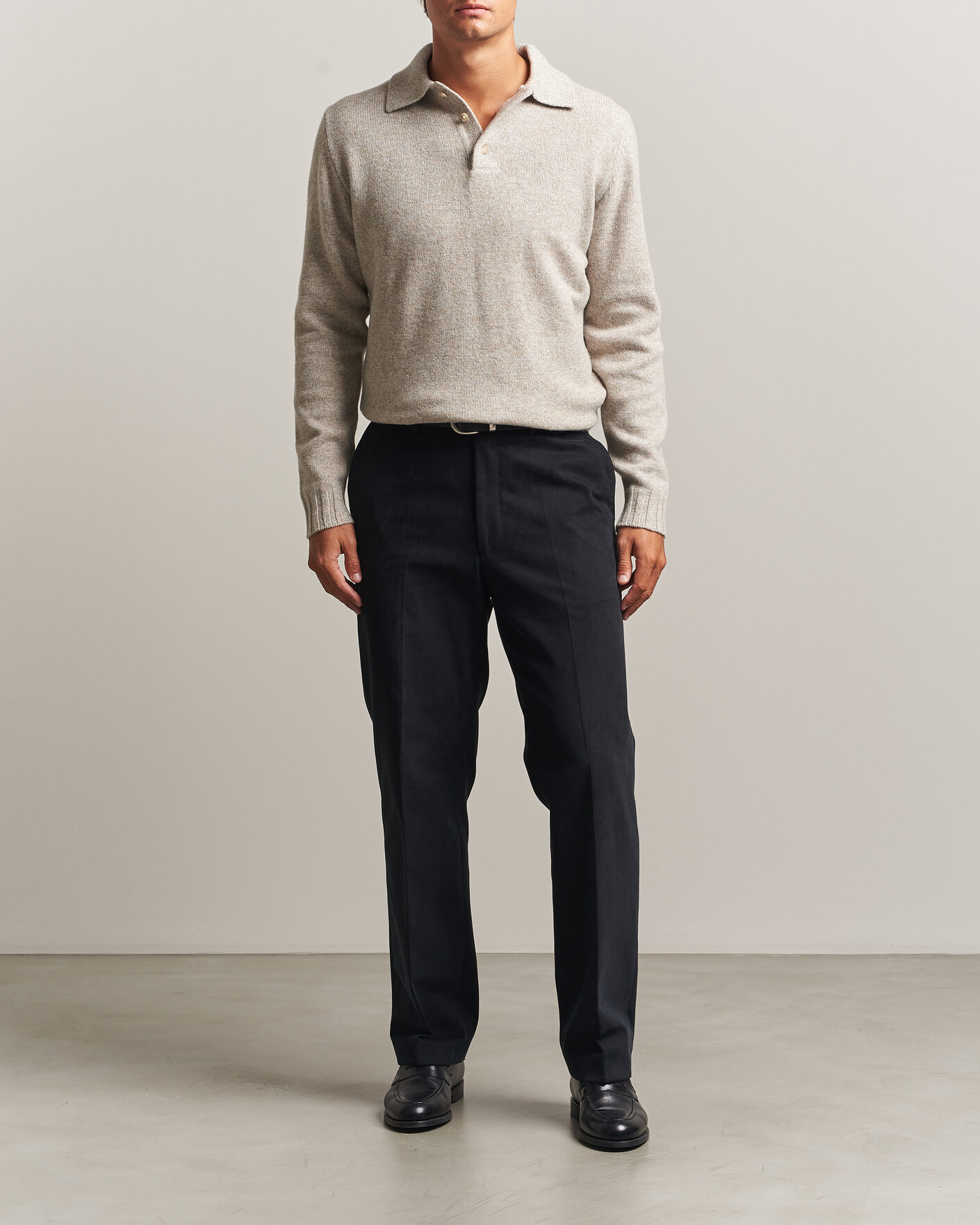 Heren | Truien | Morgano | Wool/Cashmere Knitted Polo Beige