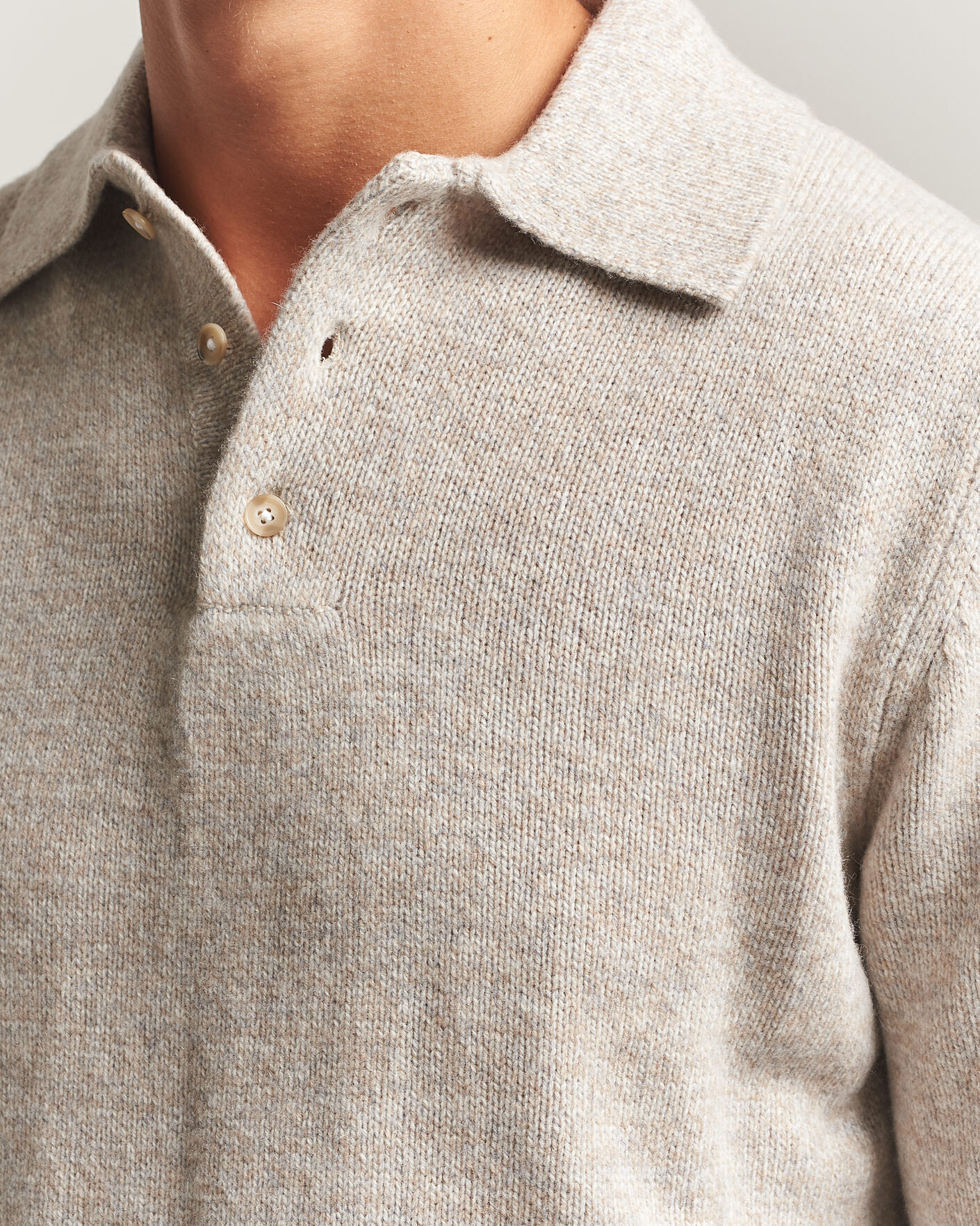 Heren | Truien | Morgano | Wool/Cashmere Knitted Polo Beige