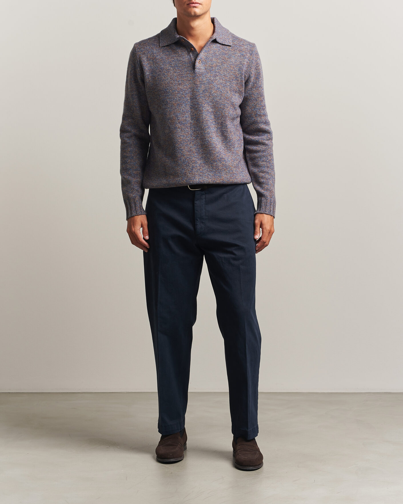 Heren | Truien | Morgano | Wool/Cashmere Knitted Polo Blue