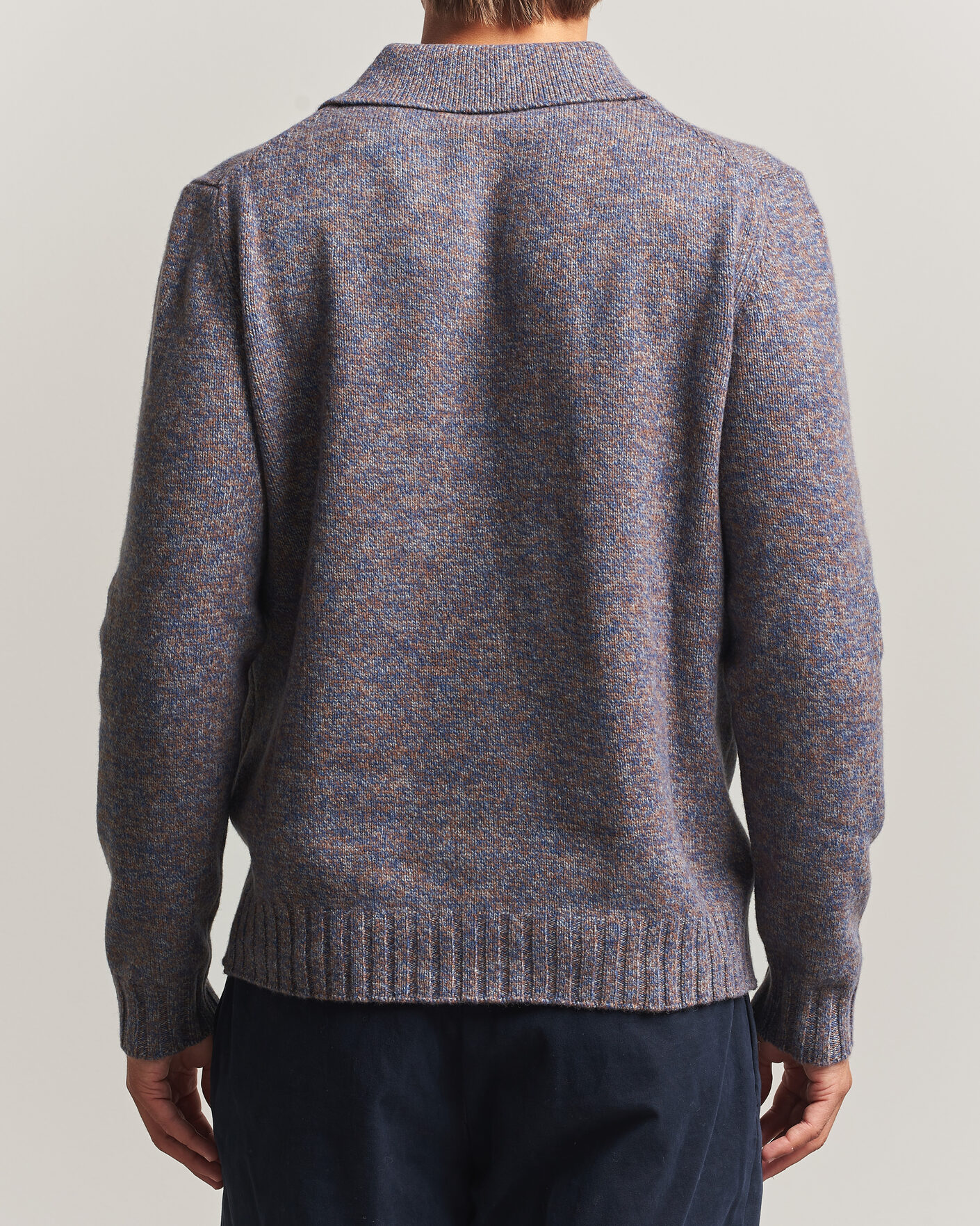 Heren | Truien | Morgano | Wool/Cashmere Knitted Polo Blue