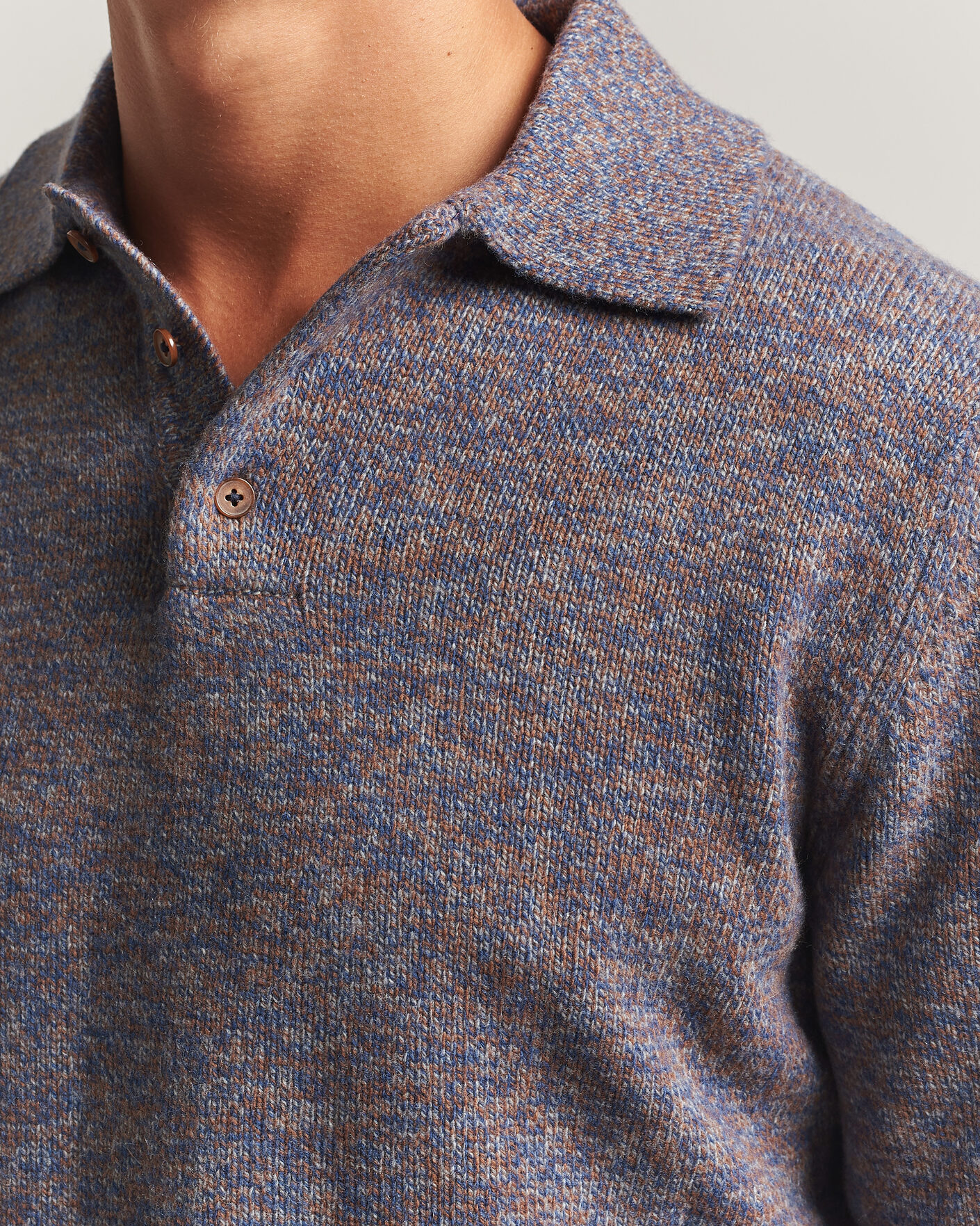 Heren | Truien | Morgano | Wool/Cashmere Knitted Polo Blue