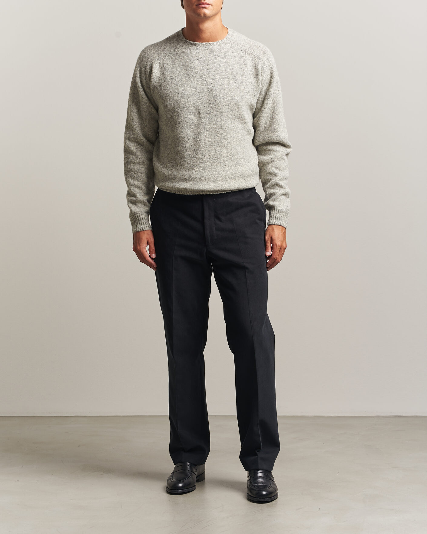 Heren | Truien | Morgano | Brushed Wool Crewneck Grey