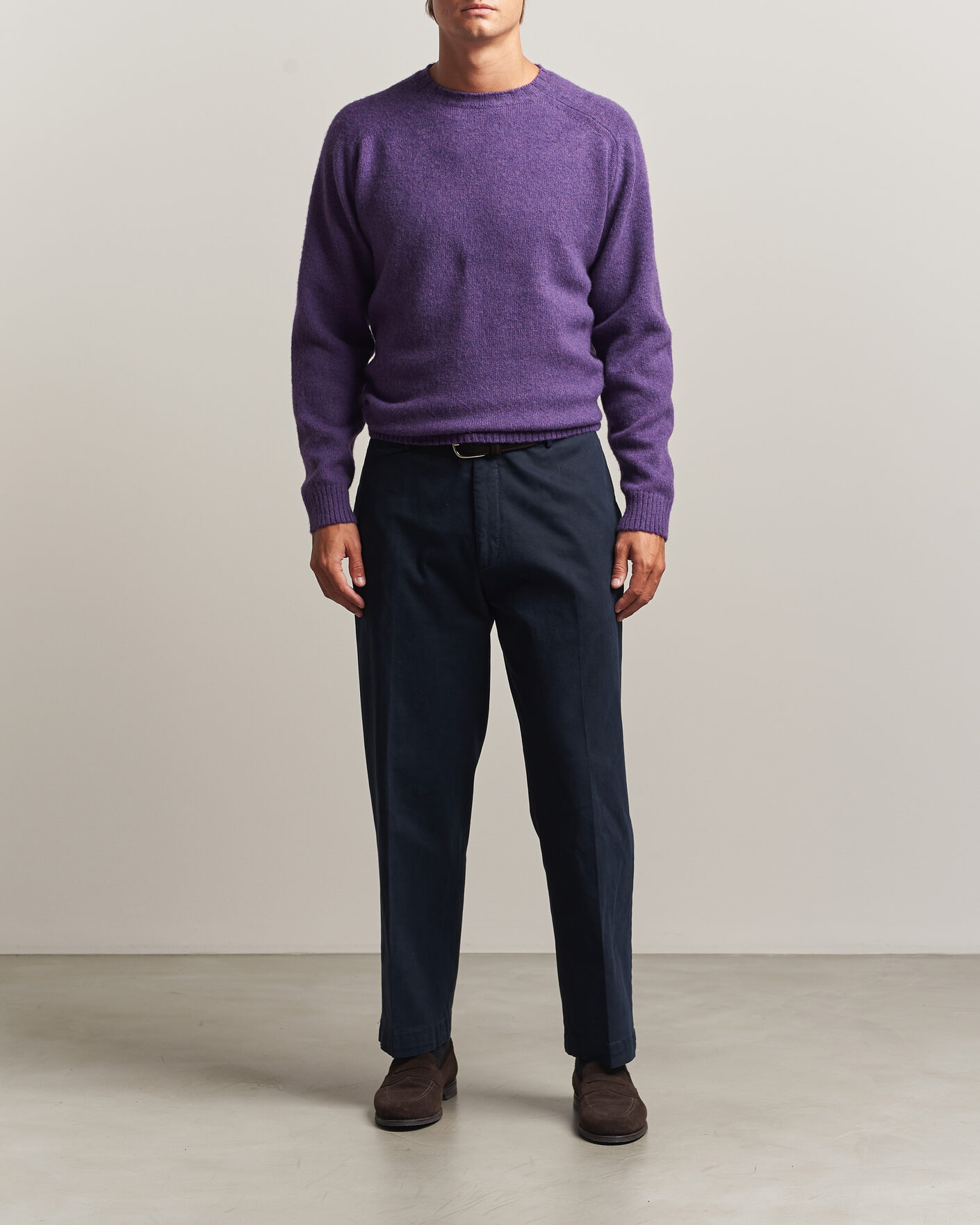 Heren | Truien | Morgano | Brushed Wool Crewneck Purple