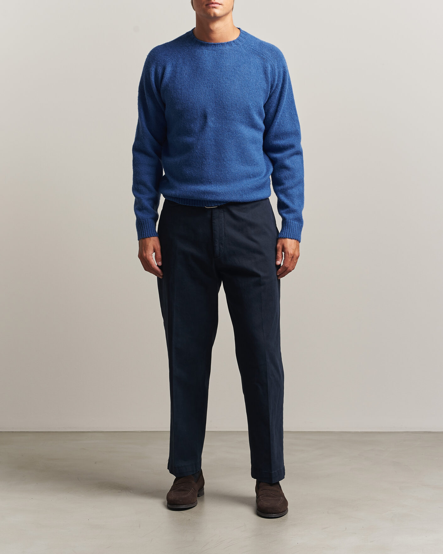 Heren | Truien | Morgano | Brushed Wool Crewneck High Blue