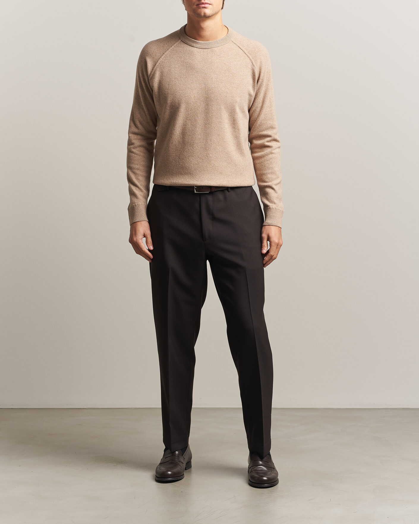 Heren | Truien | Morgano | Wool/Cashmere Raglan Crew Beige
