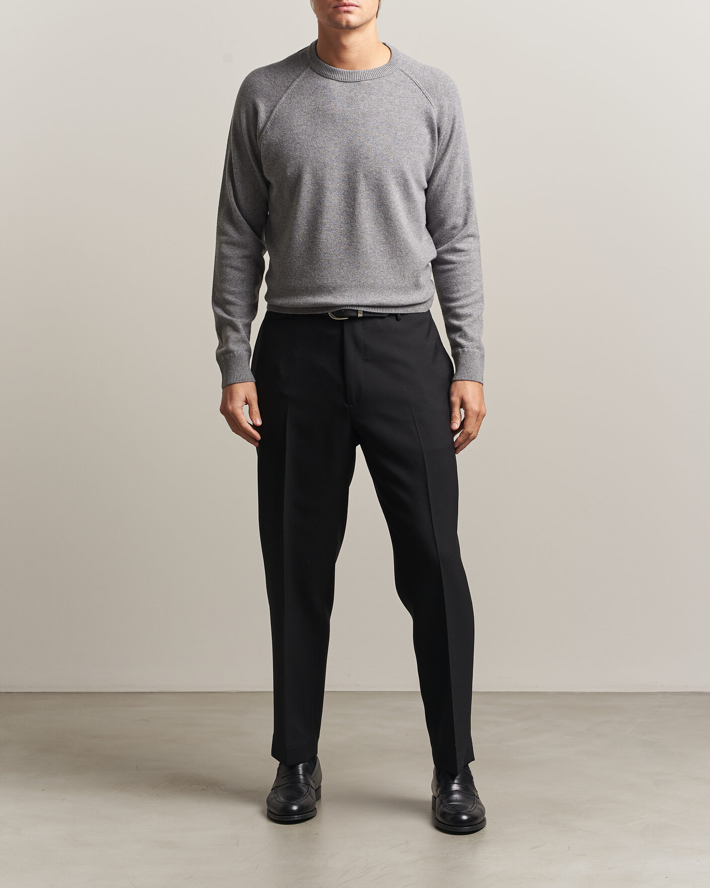 Heren | Truien | Morgano | Wool/Cashmere Raglan Crew Grey
