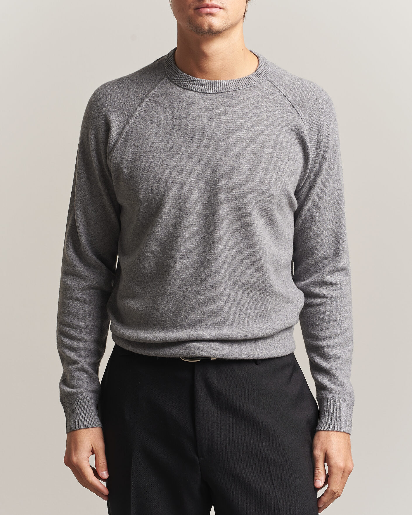 Heren | Truien | Morgano | Wool/Cashmere Raglan Crew Grey
