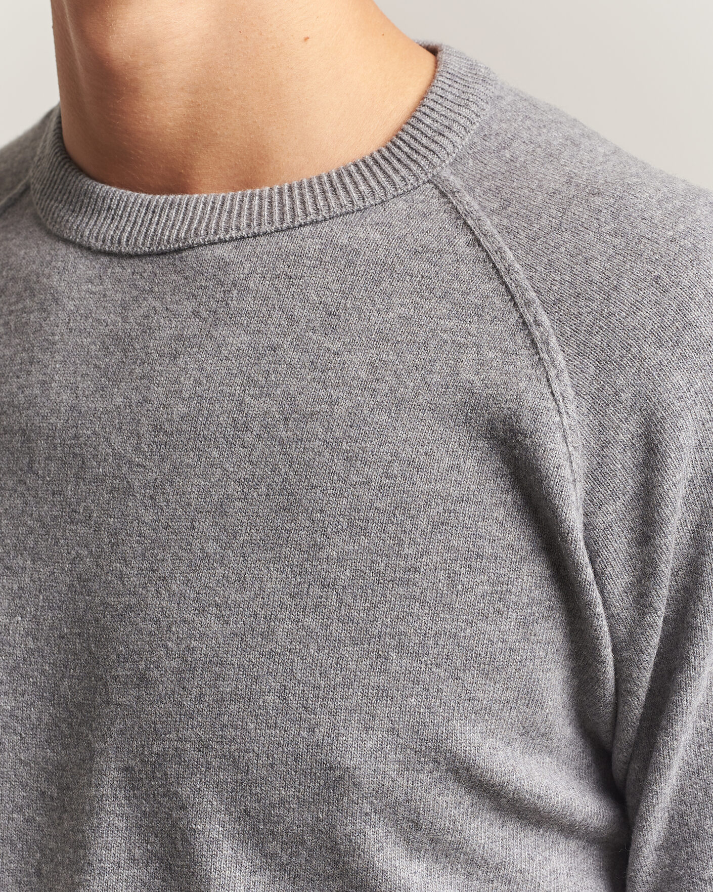 Heren | Truien | Morgano | Wool/Cashmere Raglan Crew Grey