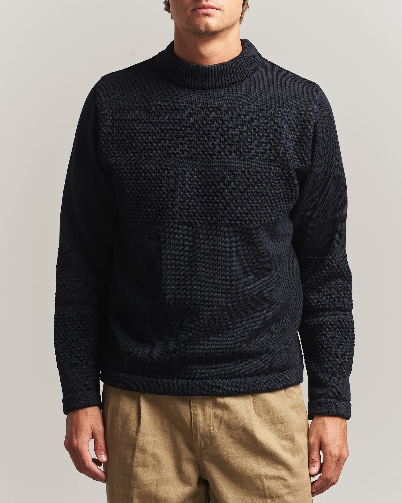 Heren | Truien | S.N.S. Herning | Fisherman Mock Neck Navy Blue