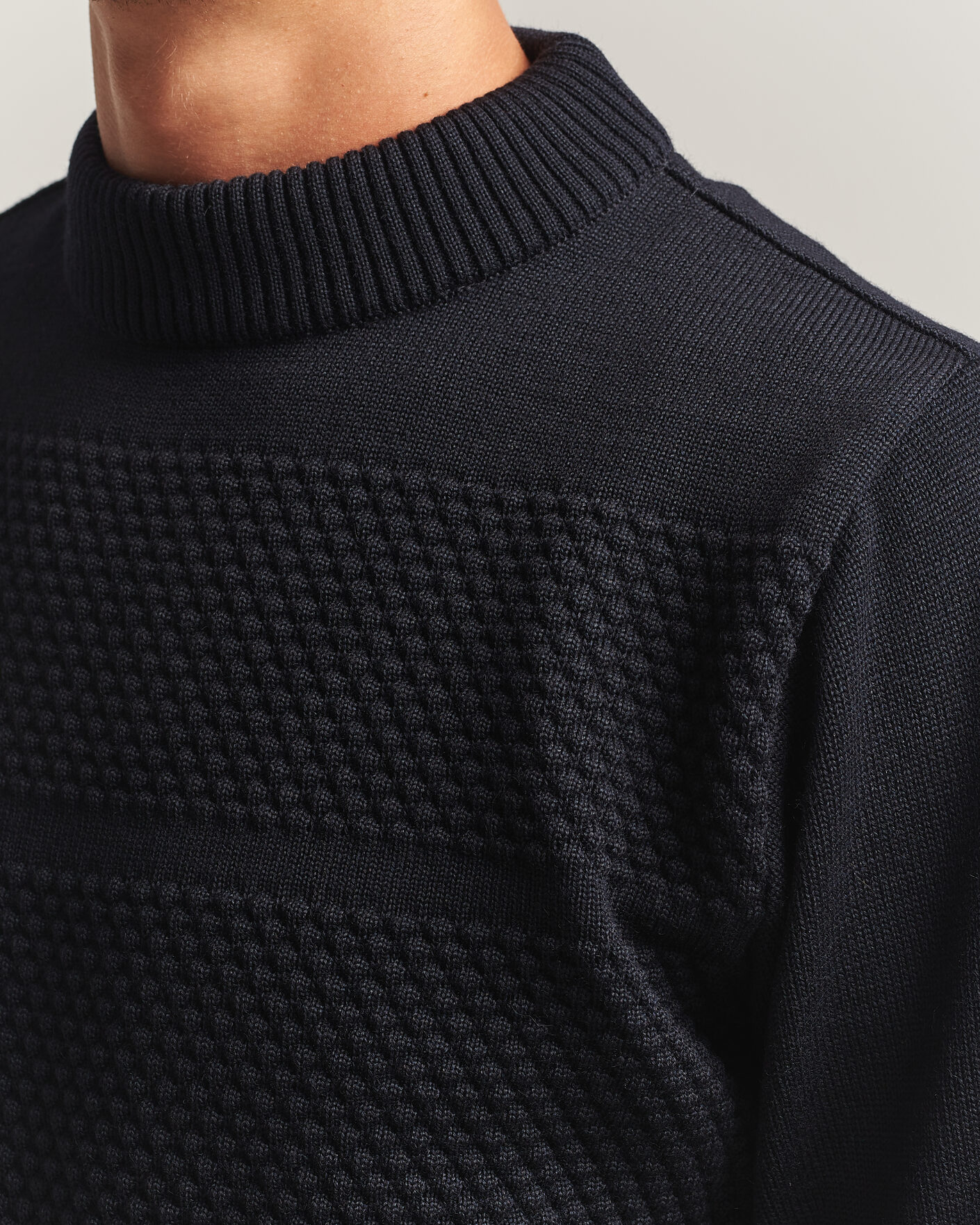 Heren | Truien | S.N.S. Herning | Fisherman Mock Neck Navy Blue