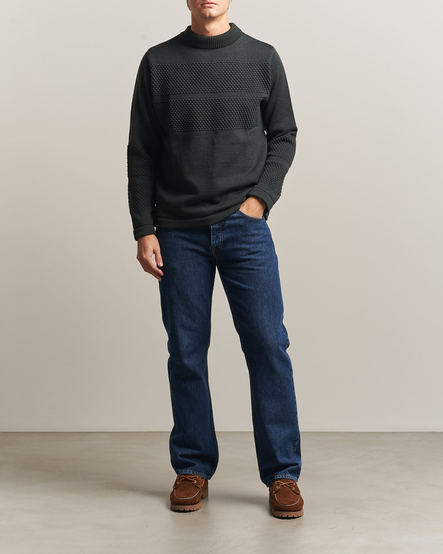Heren | Truien | S.N.S. Herning | Fisherman Mock Neck Terrain Green