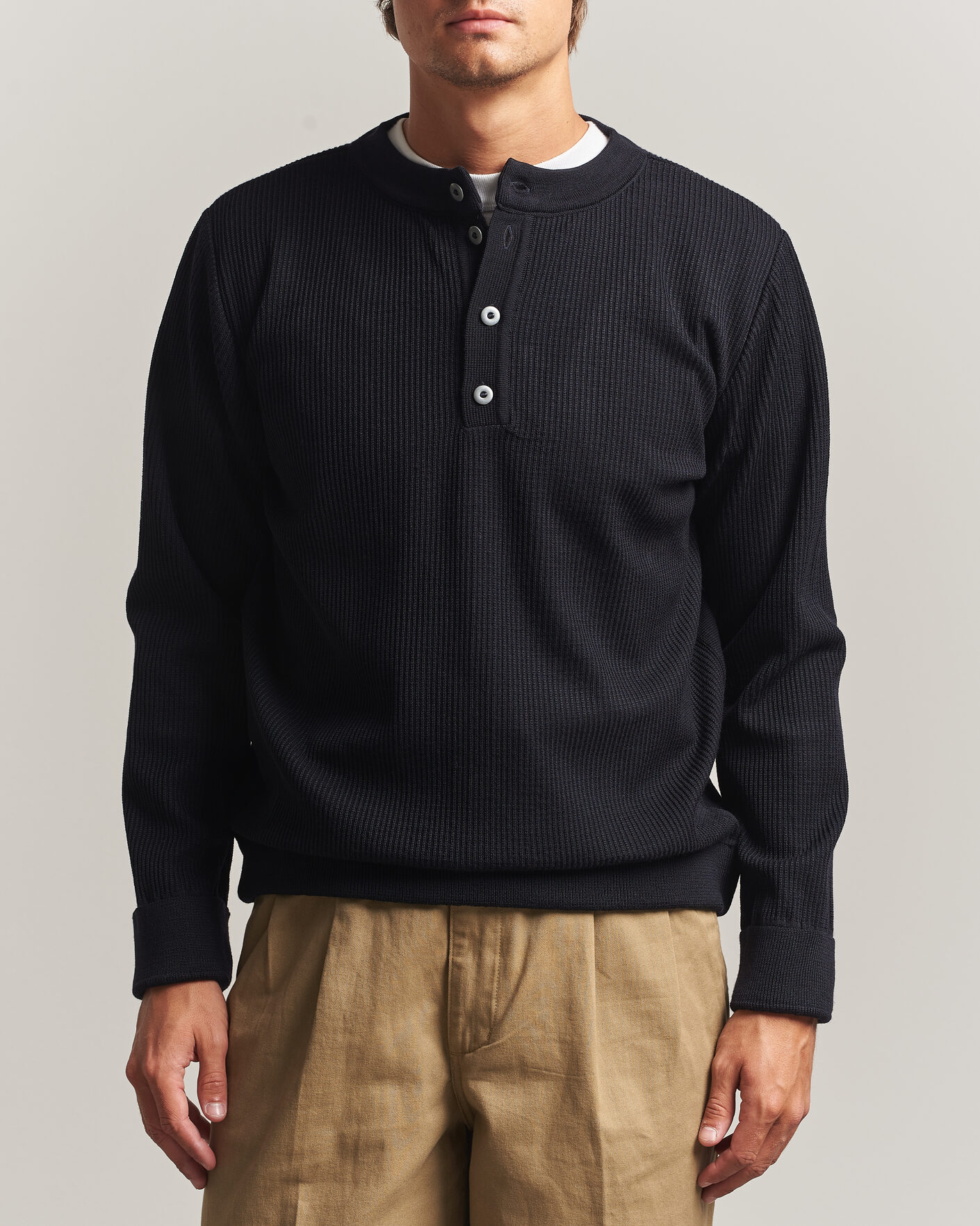 Heren | Truien | S.N.S. Herning | Stamina Rib Henley Navy Blue