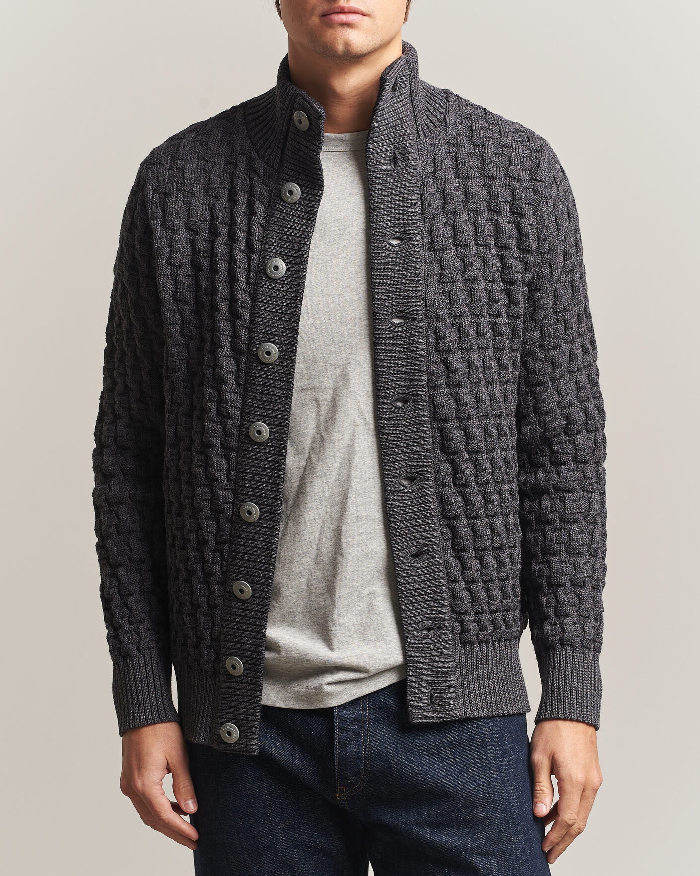 Heren | Truien | S.N.S. Herning | Stark Cardigan Gneiss Grey