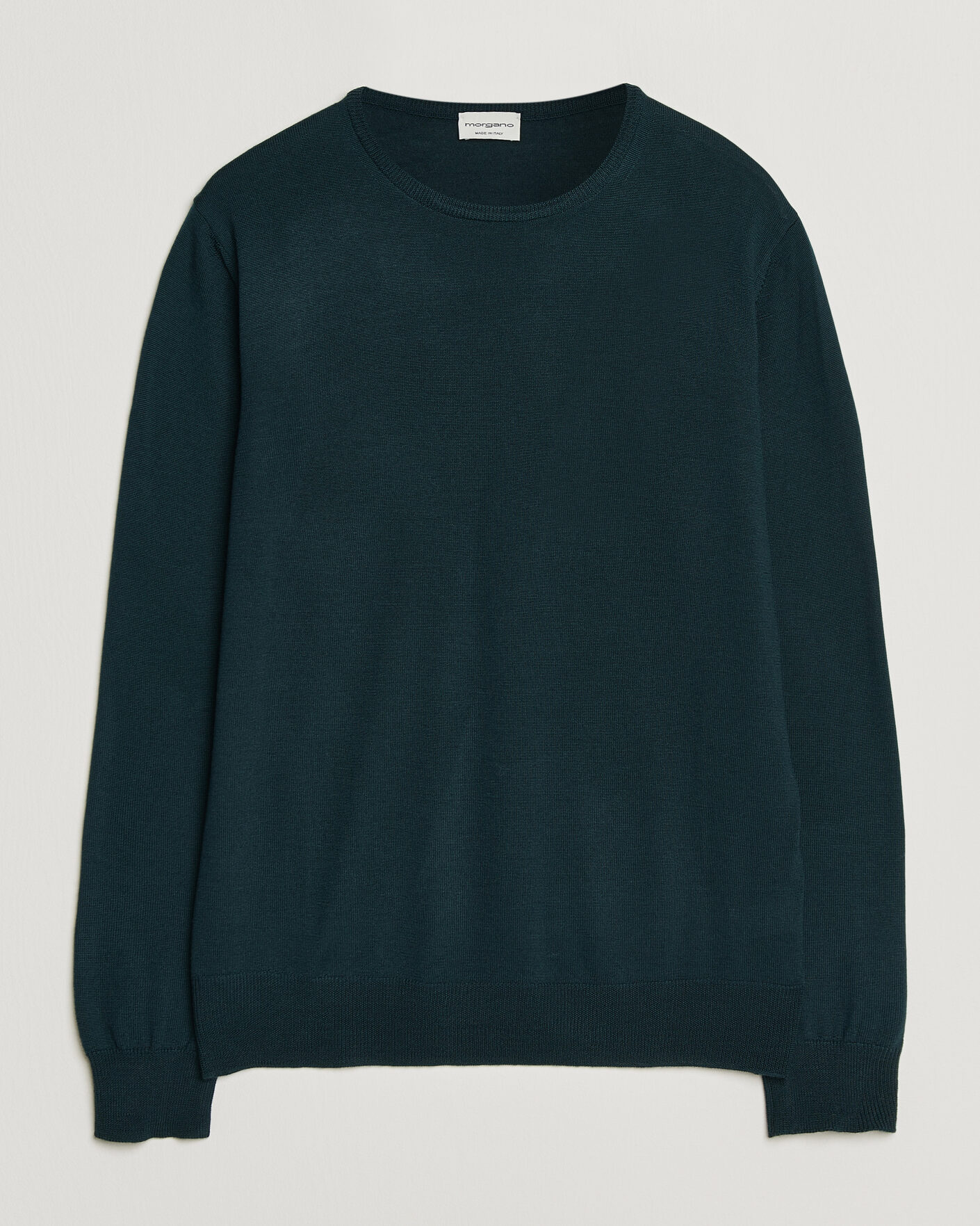 Heren | Truien | Morgano | Extra Fine Merino Wool Crewneck Bottle Green