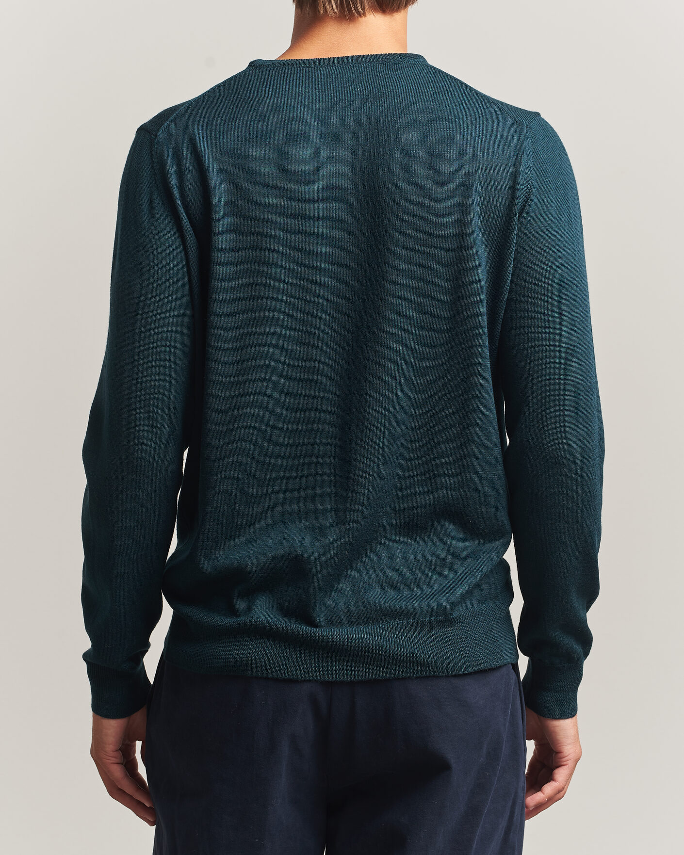 Heren | Truien | Morgano | Extra Fine Merino Wool Crewneck Bottle Green