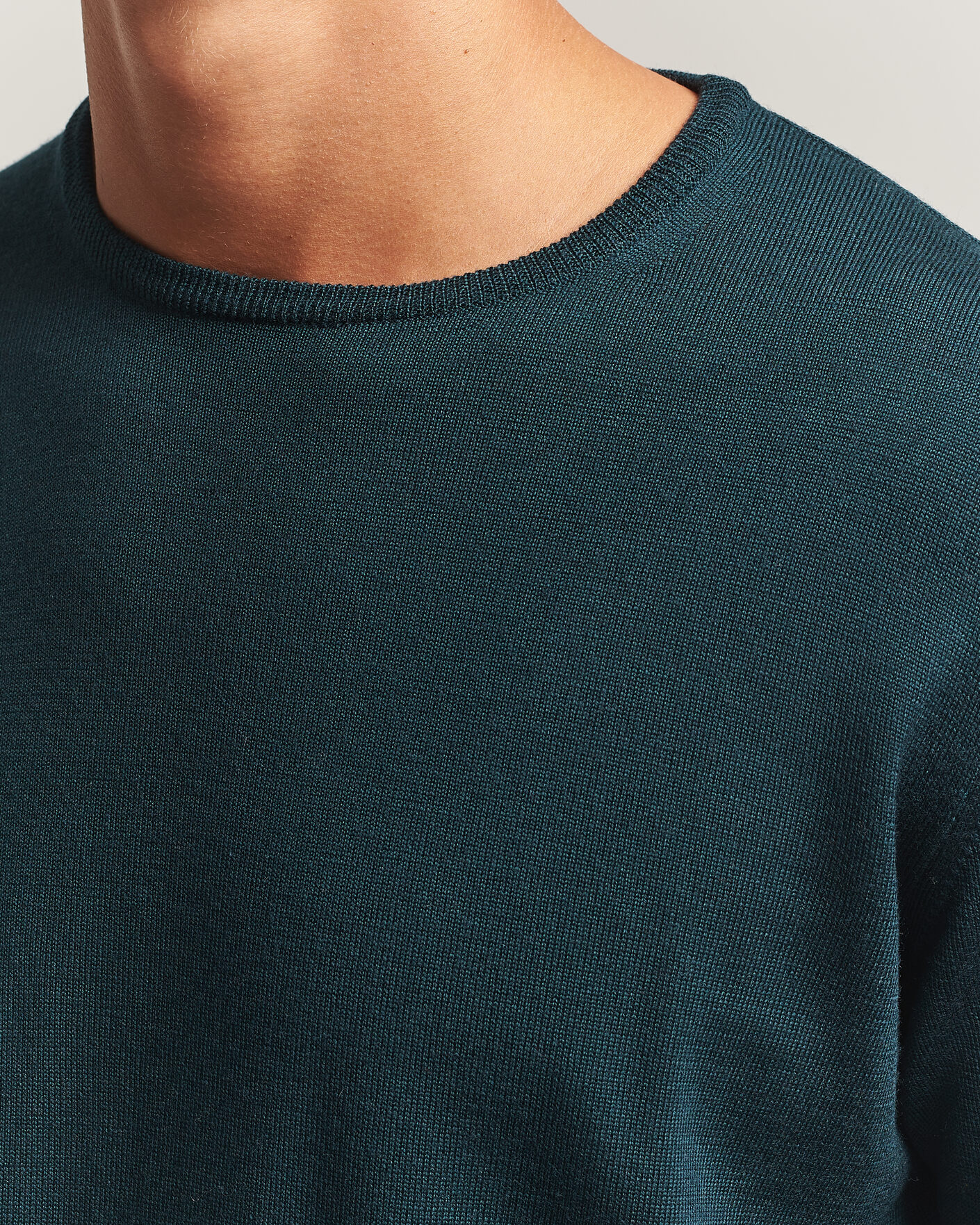 Heren | Truien | Morgano | Extra Fine Merino Wool Crewneck Bottle Green