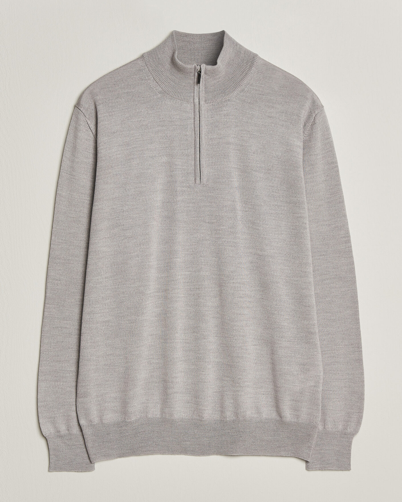 Heren | Truien | Morgano | Extra Fine Merino Wool Half-Zip Light Grey