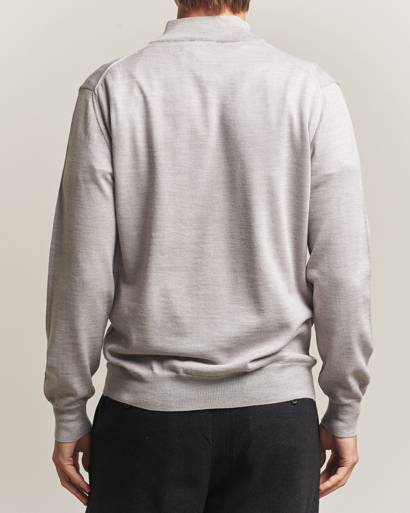 Heren | Truien | Morgano | Extra Fine Merino Wool Half-Zip Light Grey