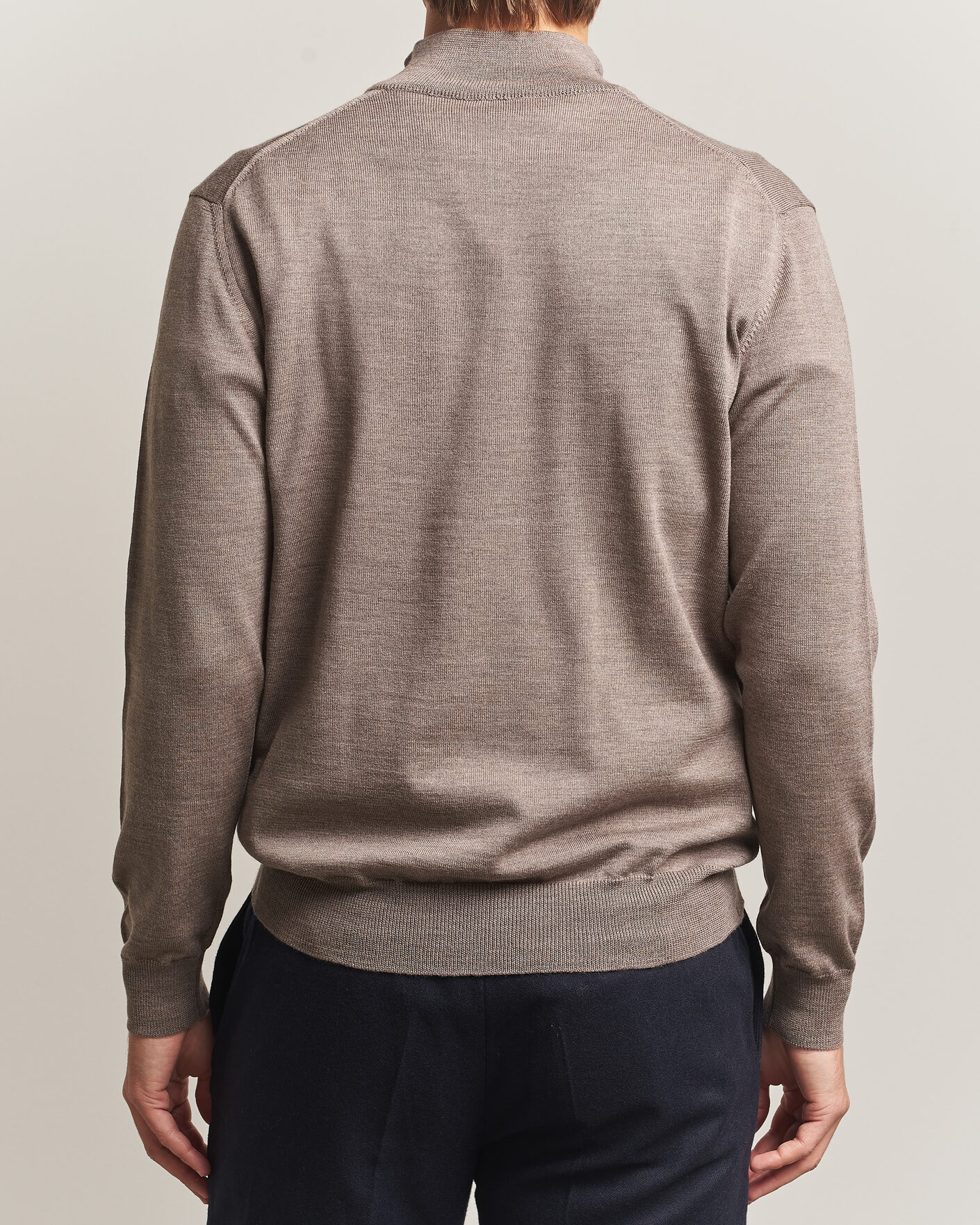 Heren | Truien | Morgano | Extra Fine Merino Wool Half-Zip Mid Brown