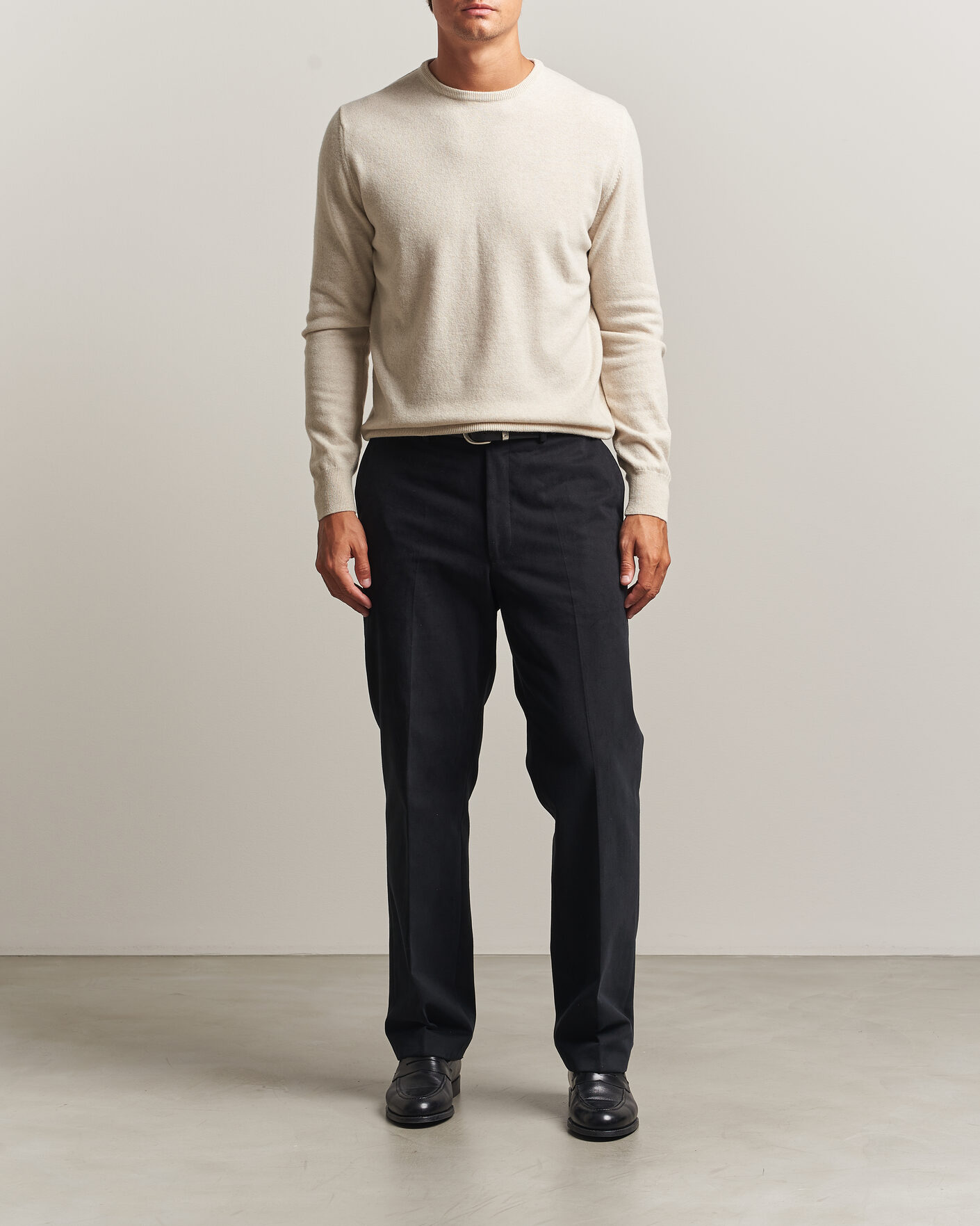 Heren | Truien | Morgano | Wool/Cashmere Crewneck Beige