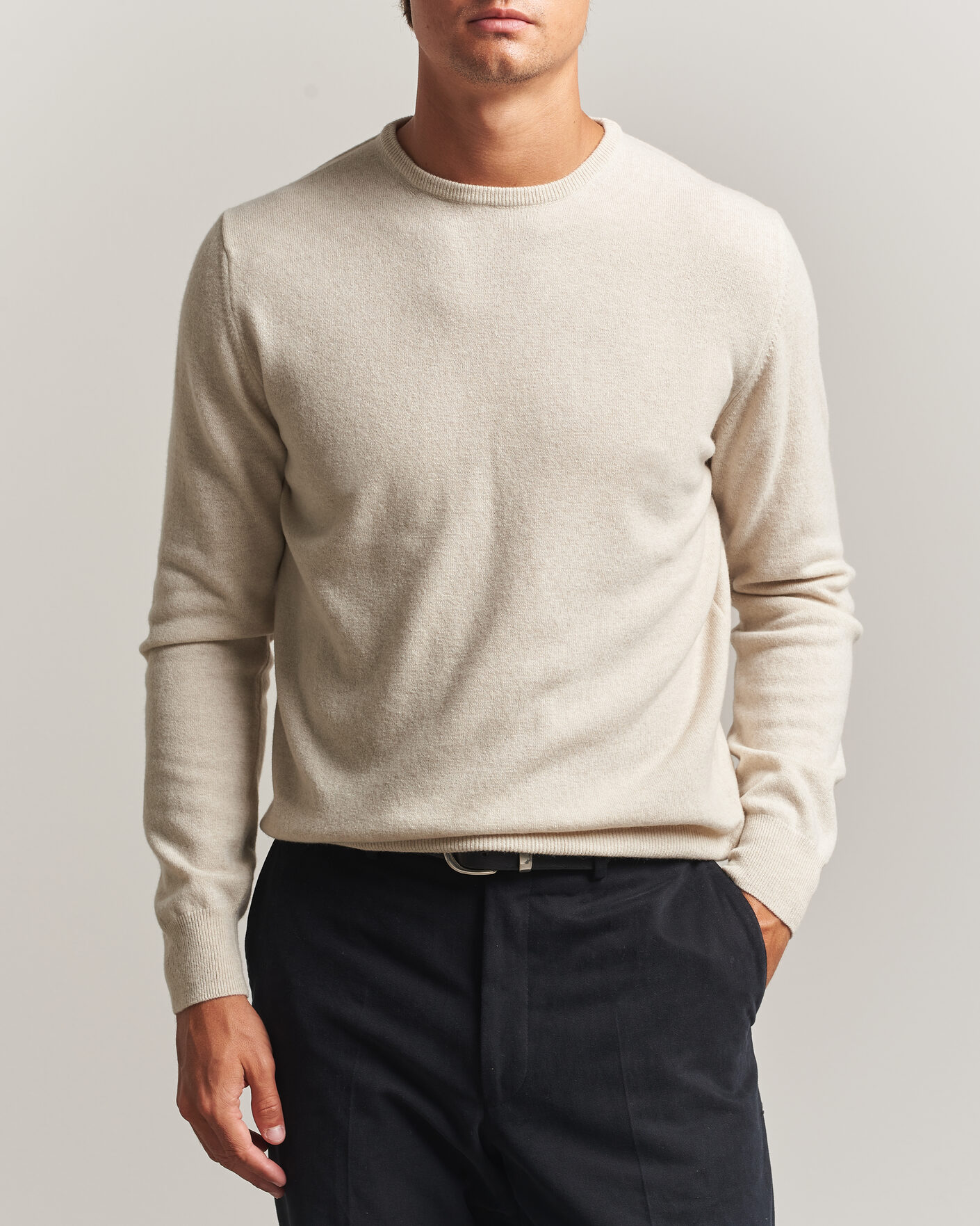 Heren | Truien | Morgano | Wool/Cashmere Crewneck Beige