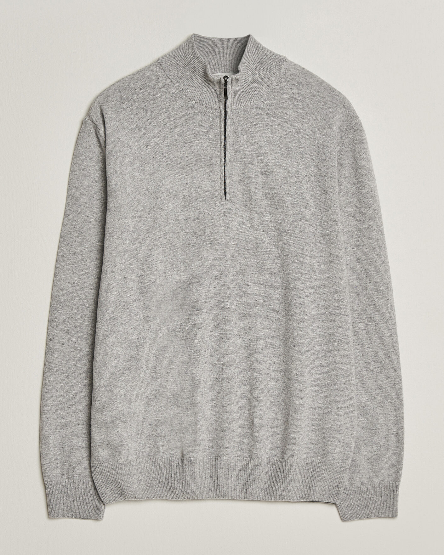 Heren | Truien | Morgano | Wool/Cashmere Half-Zip Mid Grey