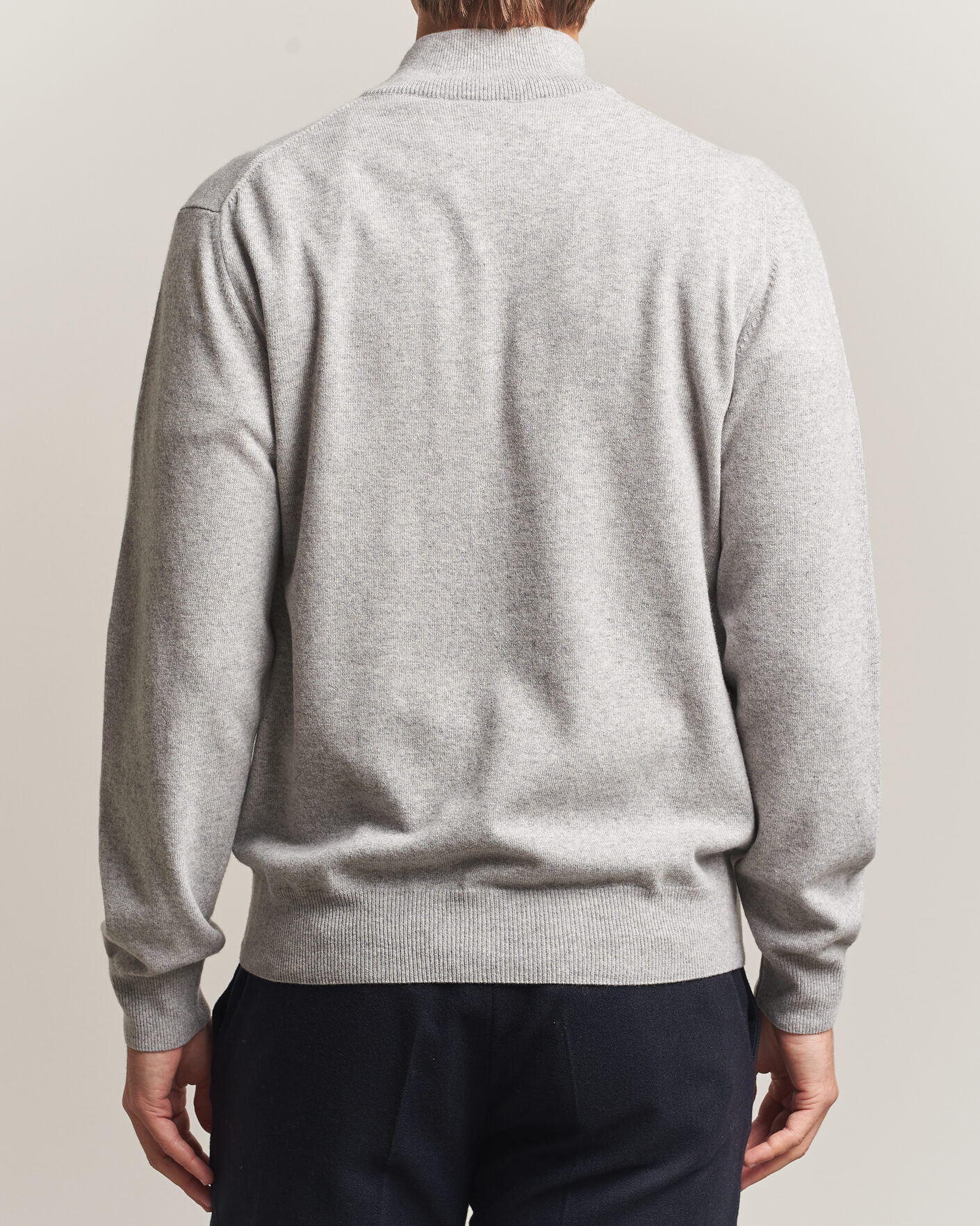 Heren | Truien | Morgano | Wool/Cashmere Half-Zip Mid Grey