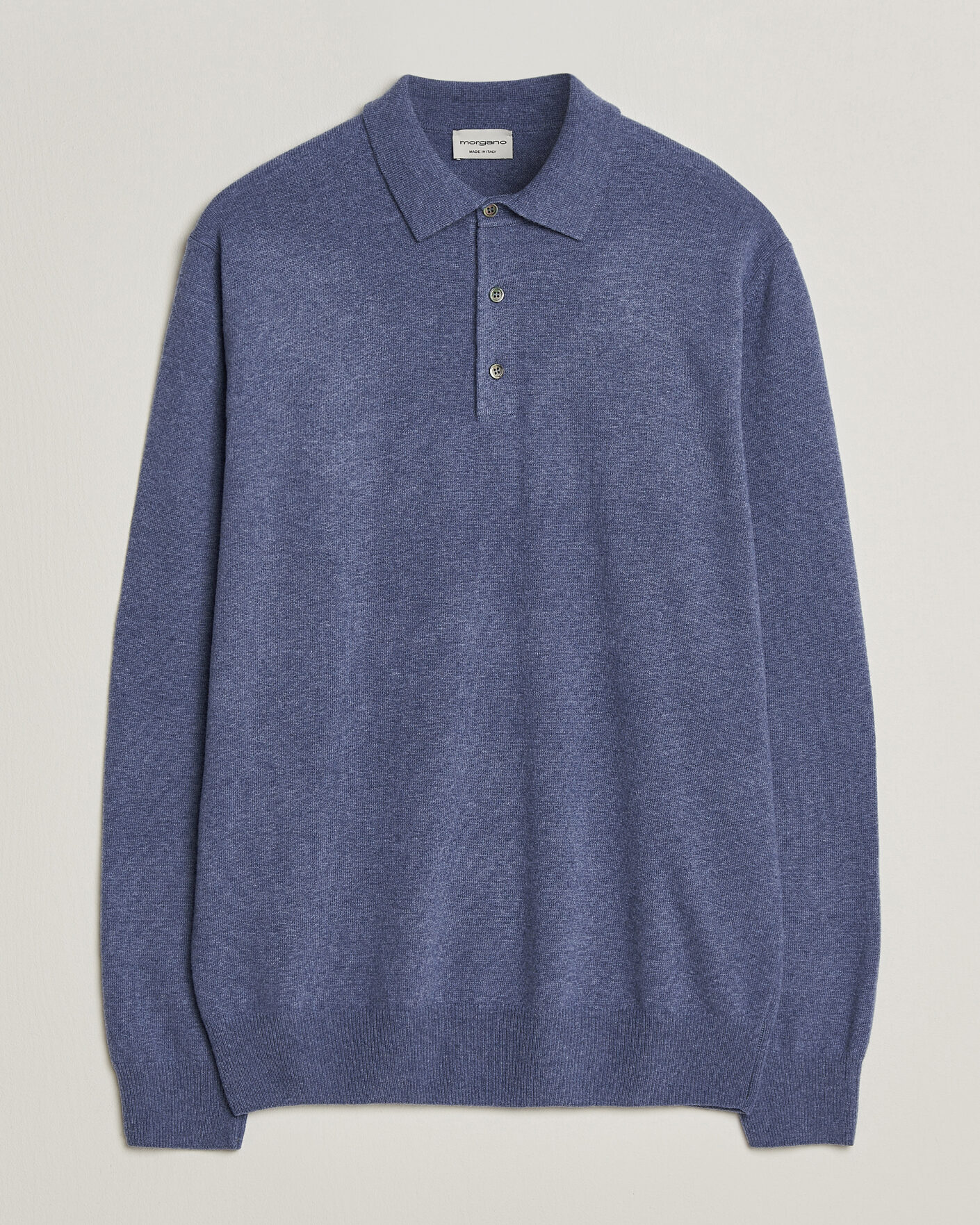 Heren | Truien | Morgano | Wool/Cashmere Polo Mid Blue
