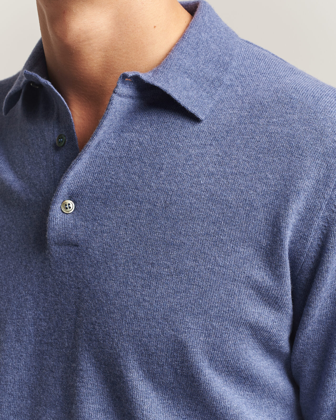 Heren | Truien | Morgano | Wool/Cashmere Polo Mid Blue