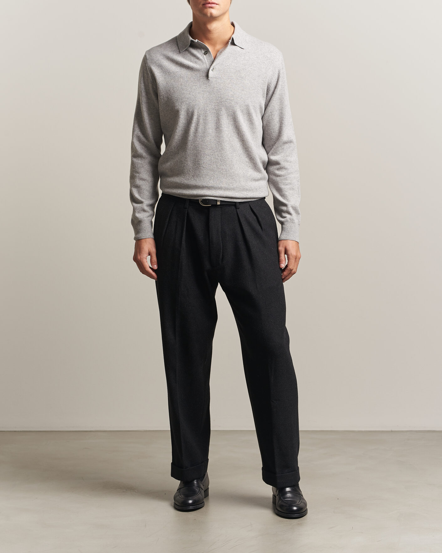 Heren | Truien | Morgano | Wool/Cashmere Polo Mid Grey