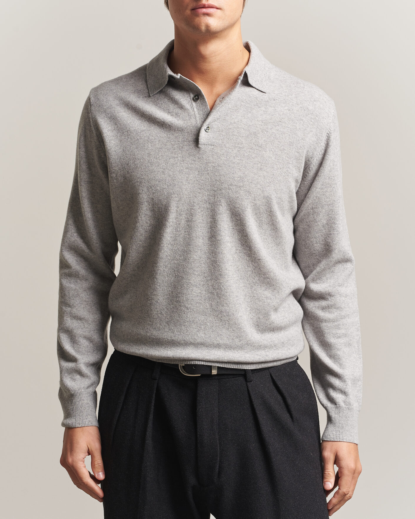 Heren | Truien | Morgano | Wool/Cashmere Polo Mid Grey