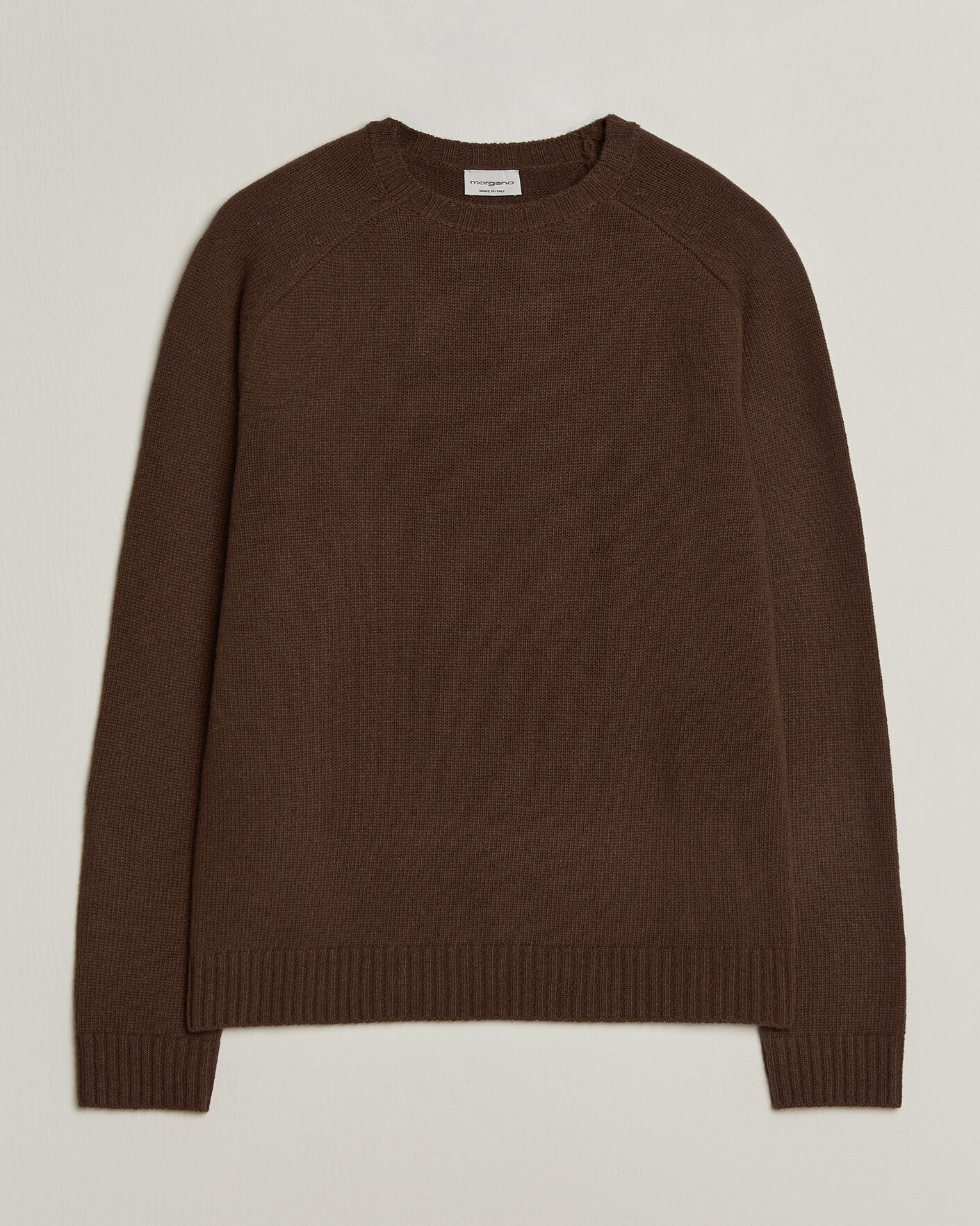 Heren | Truien | Morgano | Heavy Knitted Wool/Cashmere Crewneck Dark Brown